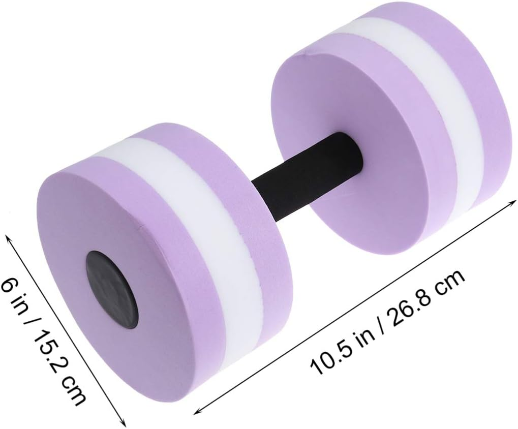 Didiseaon 2Pcs Sports Aquatic Exercise Dumbbells Eva Aqua Fitness Barbells with Exercise Hand Bars Set for Women Men Adult (Purple) image number 3
