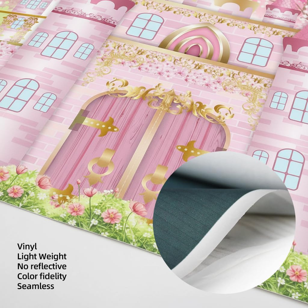 Princess Castle Backdrop for Birthday Party Photography, Vinyl Cloth Background Decor for Kids Baby Shower Wedding Bridal Shower - Yosten image number 2