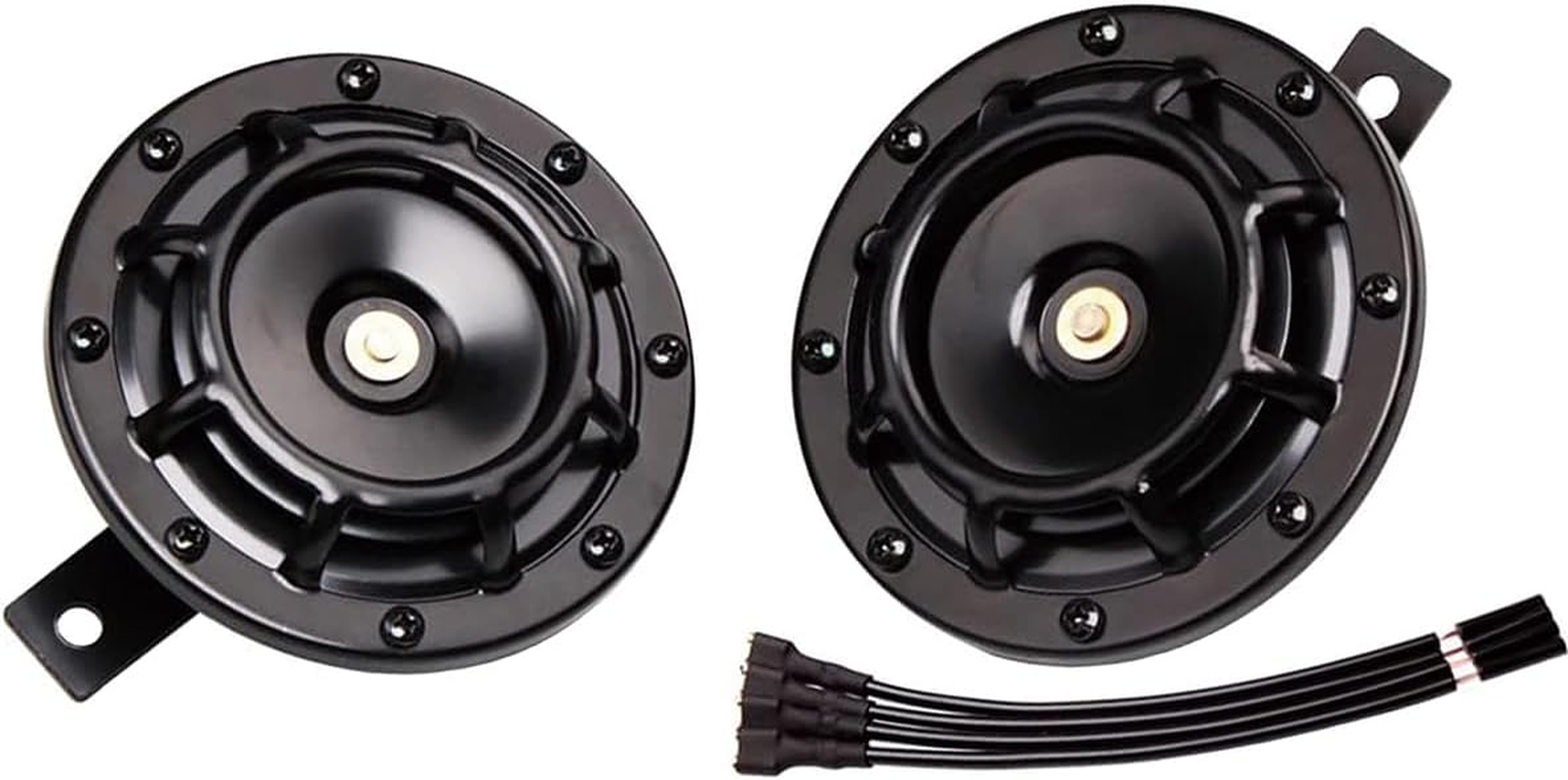 Universal 12V Super Loud Twin Horn Kit ，High/Low Tone 120Db Motorcycle & Car Horn with Protective Grill, Easy Installation for Auto/Bike/Truck (Red)