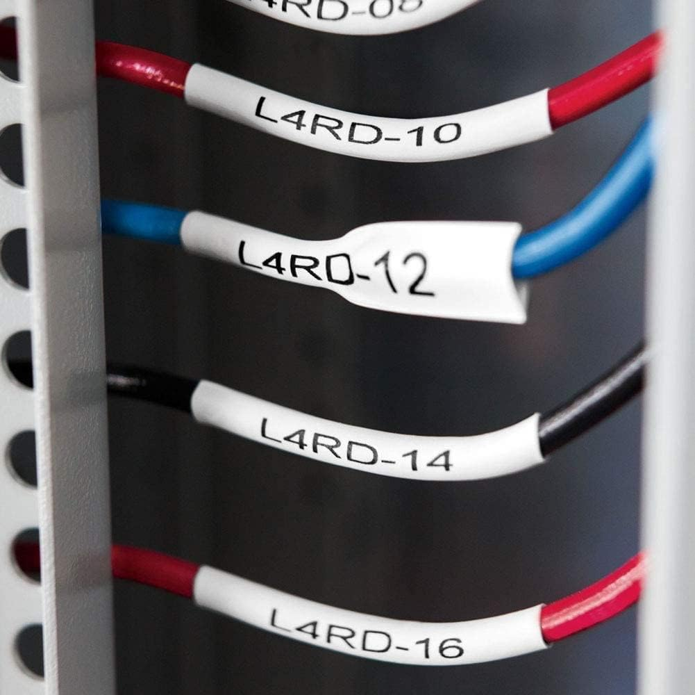 Nineleaf Compatible for Dymo Rhino 18055 S0718300 Tape 1/2'' 12Mm X 1.5M IND Heat Shrink Tube Black on Whitem for Wires Cables in Rhino 4200 5000 5200 6000 Tyco T107M Industrial Label Maker