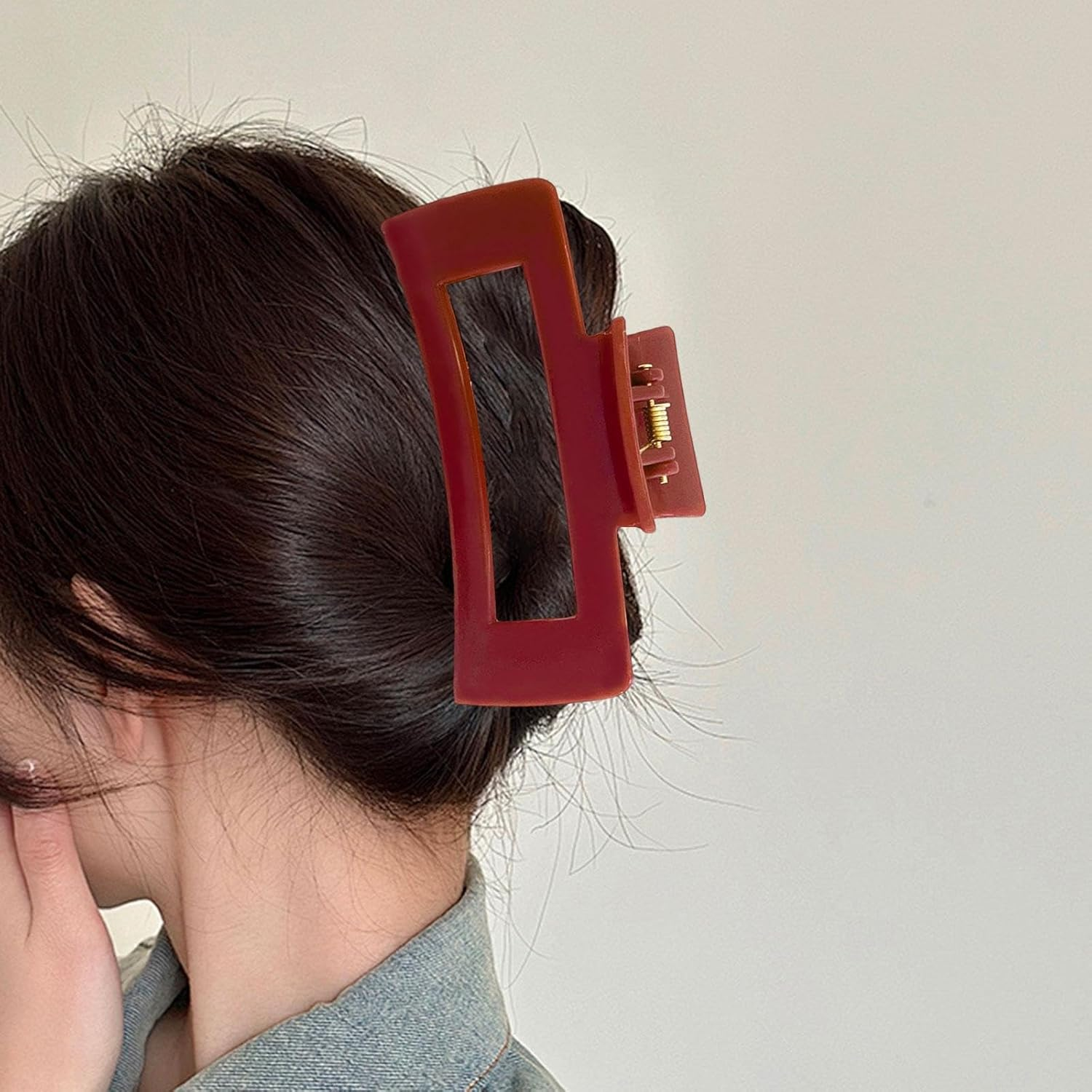 Frediuo Large Hair Claw Clip Non Slip Hair Clip, Red - Red image number 4