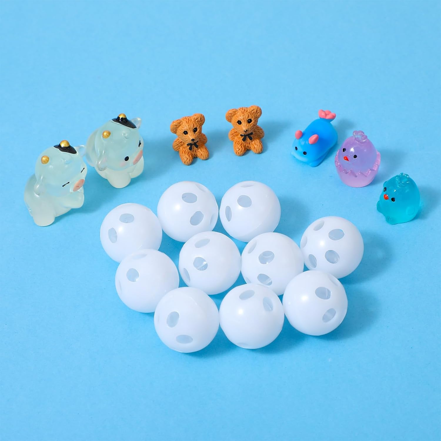 Pack of 10 Sew-In Rattle Balls, White Rattle Balls, Noise Maker for Cuddly Toys, Baby and Pet Toys, 24 Mm Diameter, DIY Craft Set image number 2