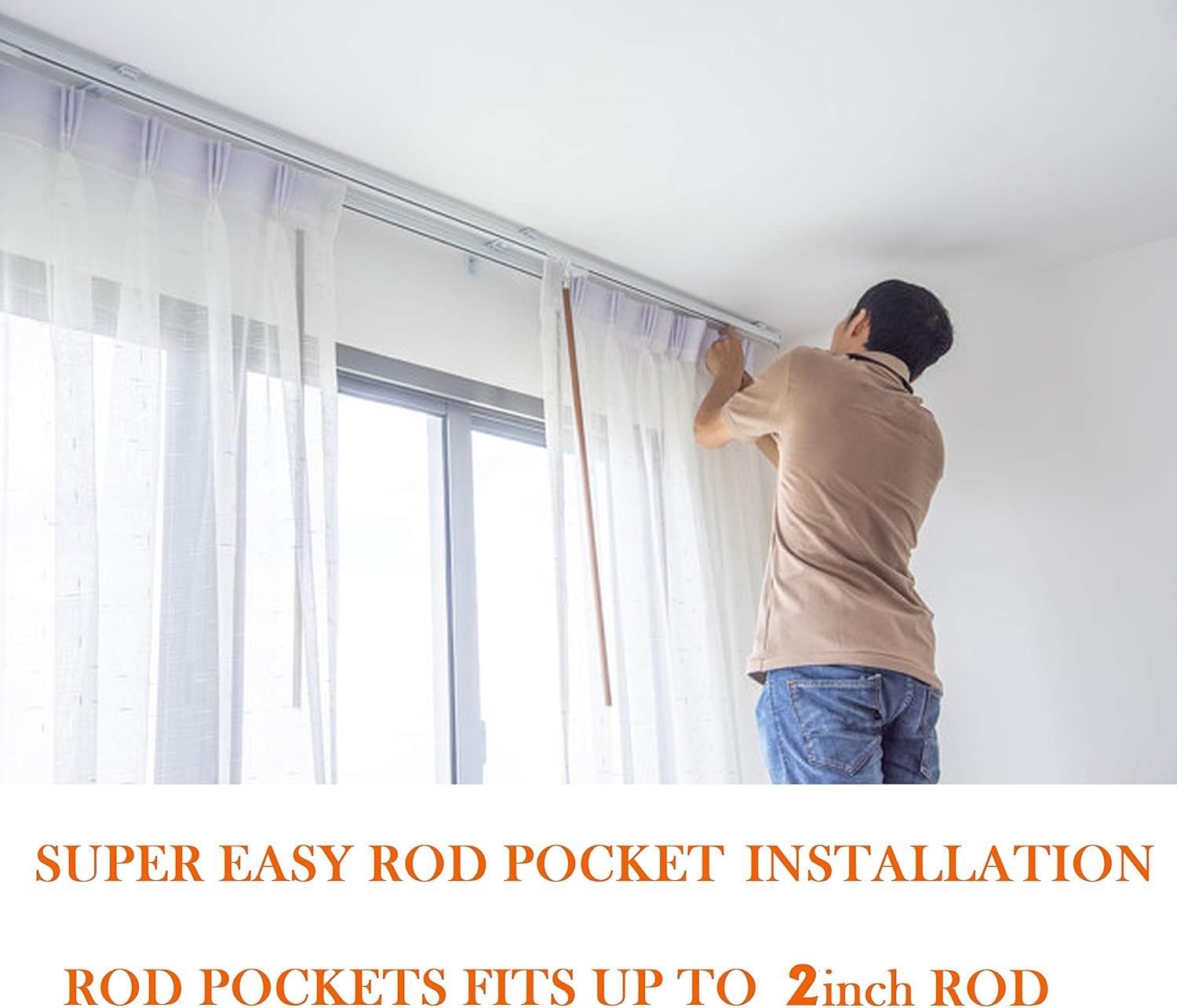 Elegant Comfort Penelopie Jacquard Look Curtain Panel Set, 54 by 84-Inch, Beige, Set of 2 image number 2