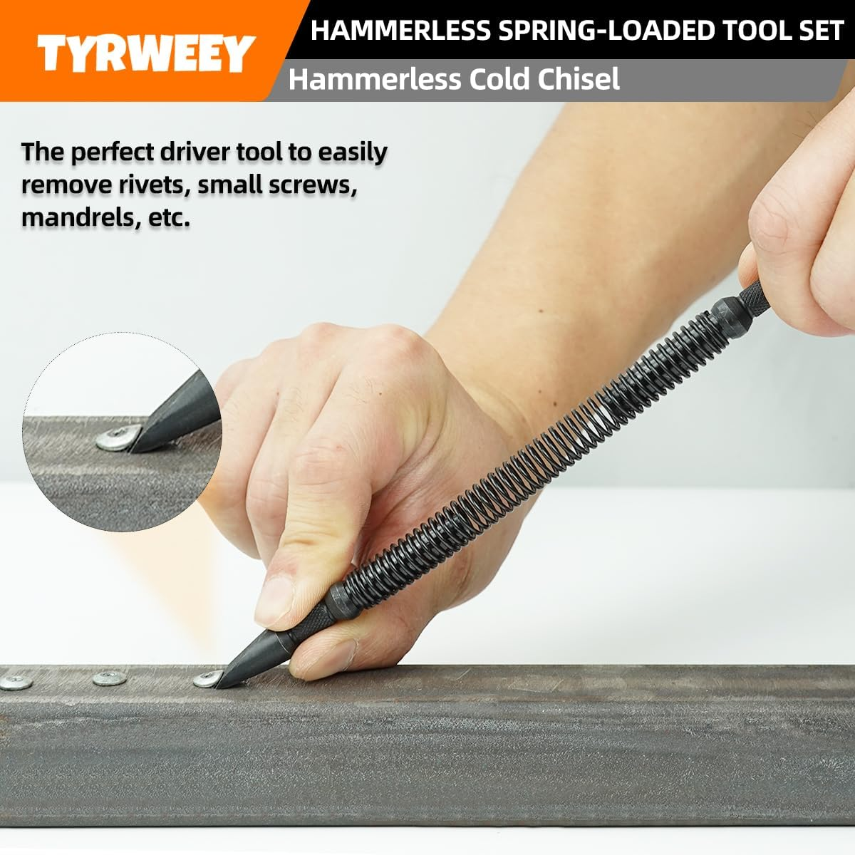 TYRWEEY 5-Piece Nail Setter Dual Head Nail Set & Dual Head Center Punch & Hinge Pin Remover Punch Set, Spring Loaded Center Hole Punch, Nail Setter Features 1/8-In, 3/32-In, 3/16-In, 1/16-In, 1/32-In - 1Pc 1/8  3/16 Center Punch image number 7