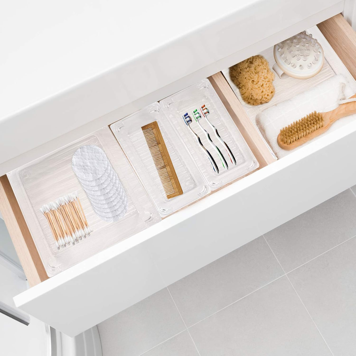 TRIXES 9PC Clear Draw Organizers - Storage Box - Make up Organizers - Kitchen Storage - Desk Organizers - Divider Trays - Kitchen Storage Containers - Assorted Sizes image number 4