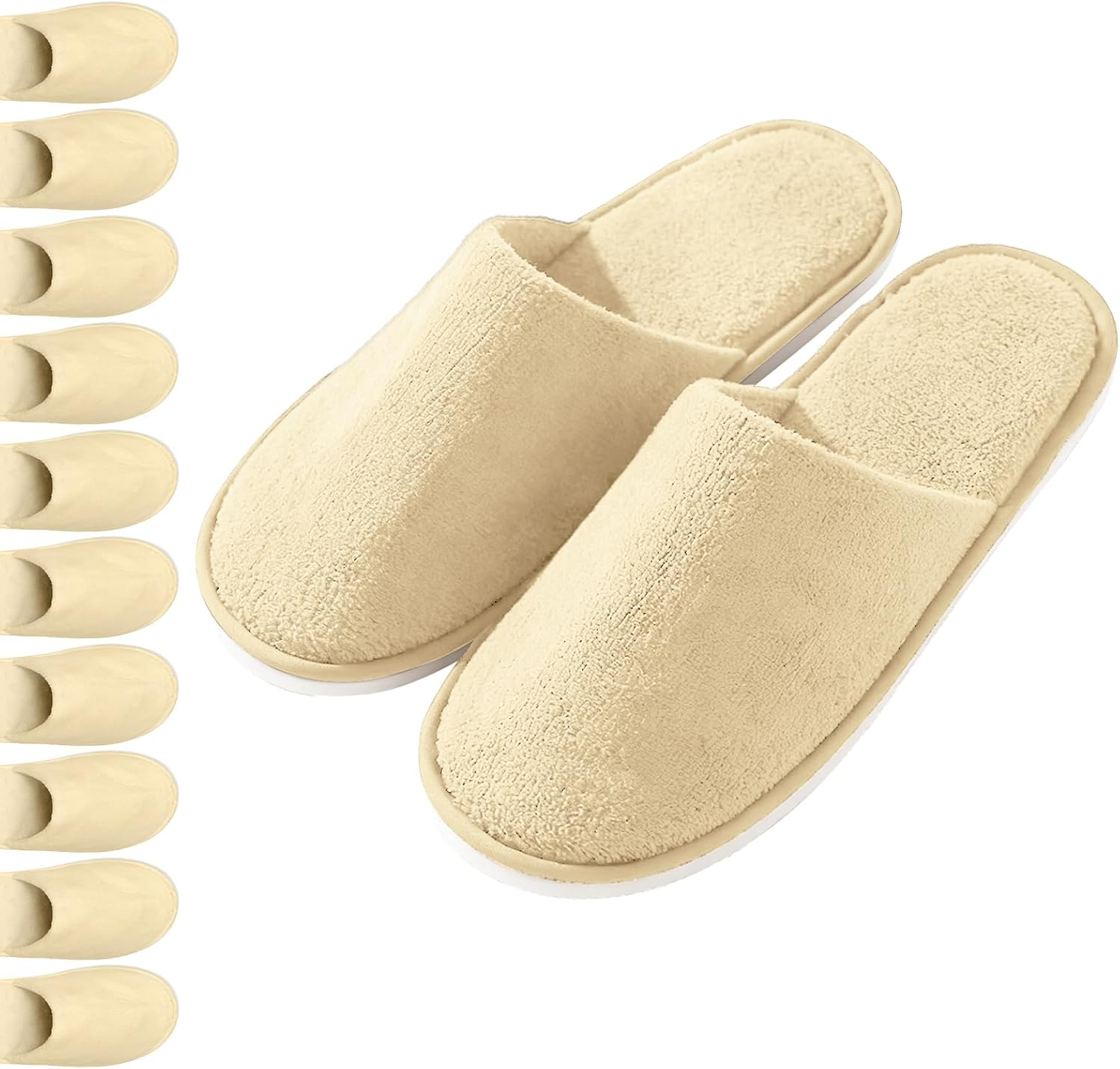 UINOFER 10 Pairs Spa Slippers, Disposable Hotel Cotton Velvet Closed Toe Slippers for Home, Bedroom, Bathroom, Indoor, Hotel or Commercial Use