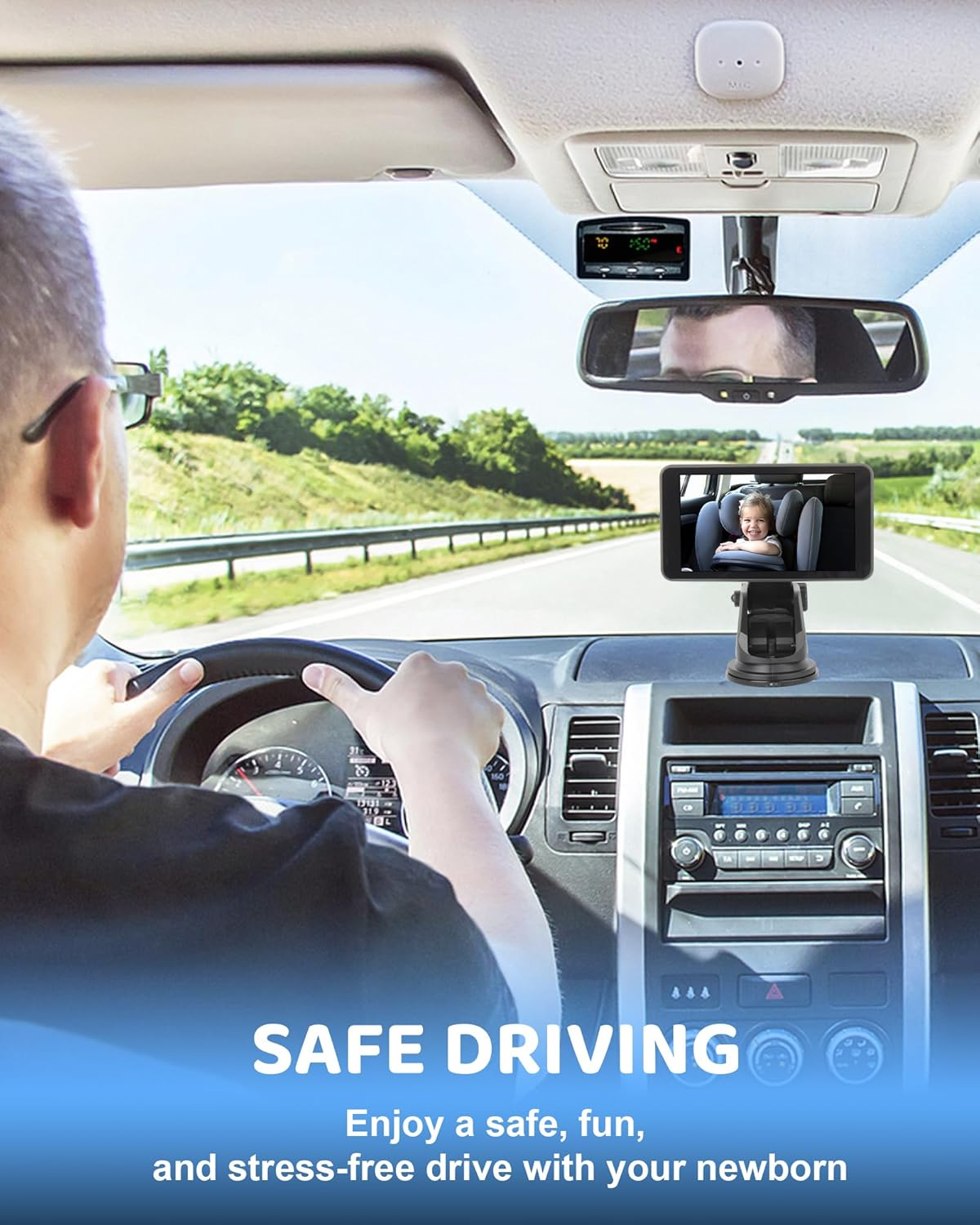 Baby Car Camera, Dual Channel Car Camera Baby with 2 IR Night Vision Camera, 5" AHD 1080P Safety Baby Car Monitor Easy to Install Car Mirror Camera for Rear Facing Seat Backseat image number 5