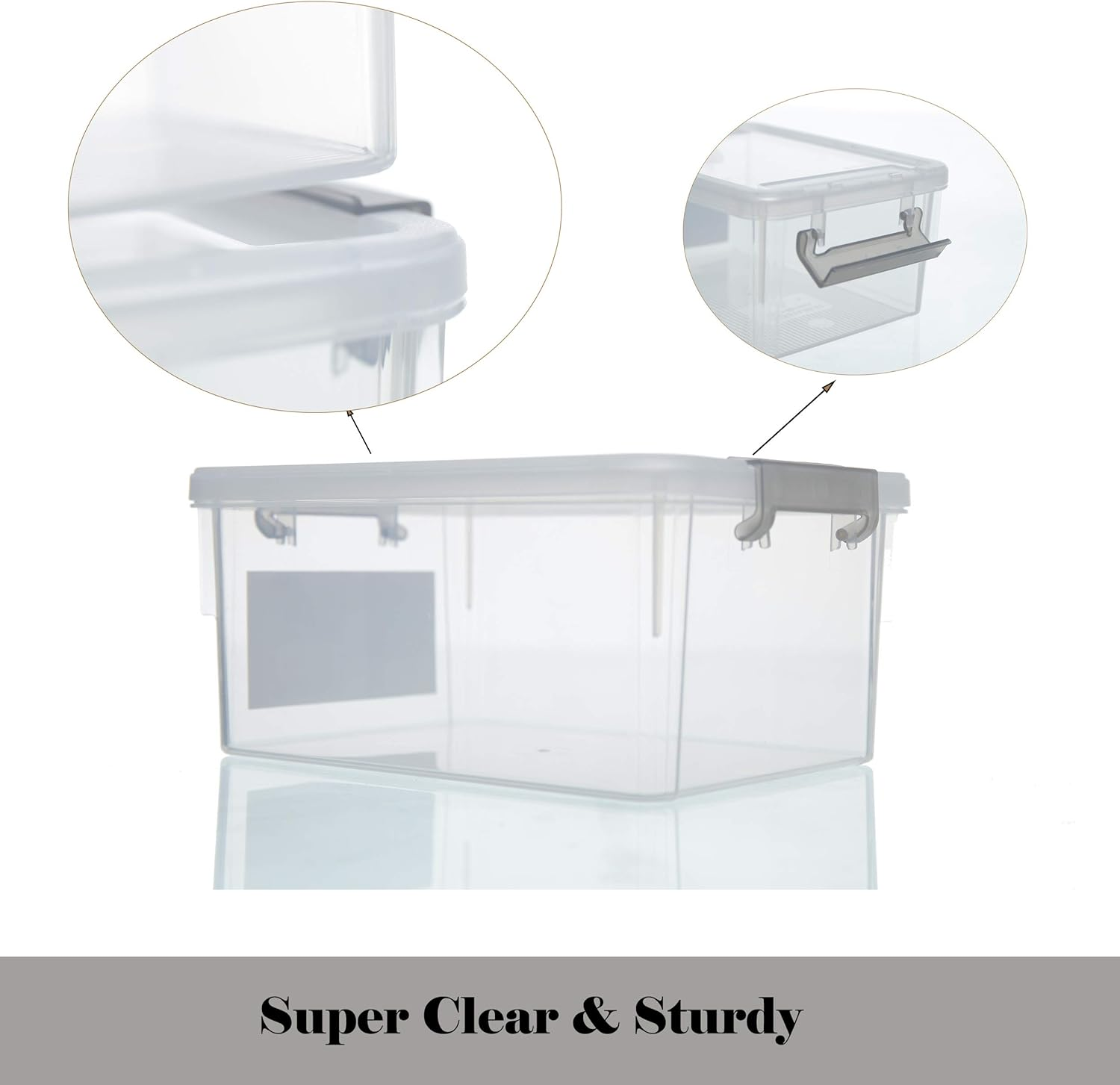 Citylife 1.3 QT 10 Pack Small Storage Bins Plastic Storage Container Stackable Box with Lids for Organizing, Clear White image number 5