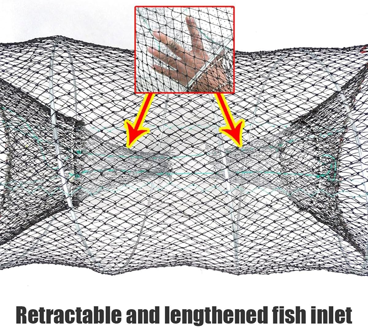 AIMALL 2 PCS Multifunctional Fishing Net for Crab, Shrimp, and Fish, Retractable Nylon Mesh Net with Casing Buckle and Plating Framework, 23.6 X 17.7 Inches image number 6