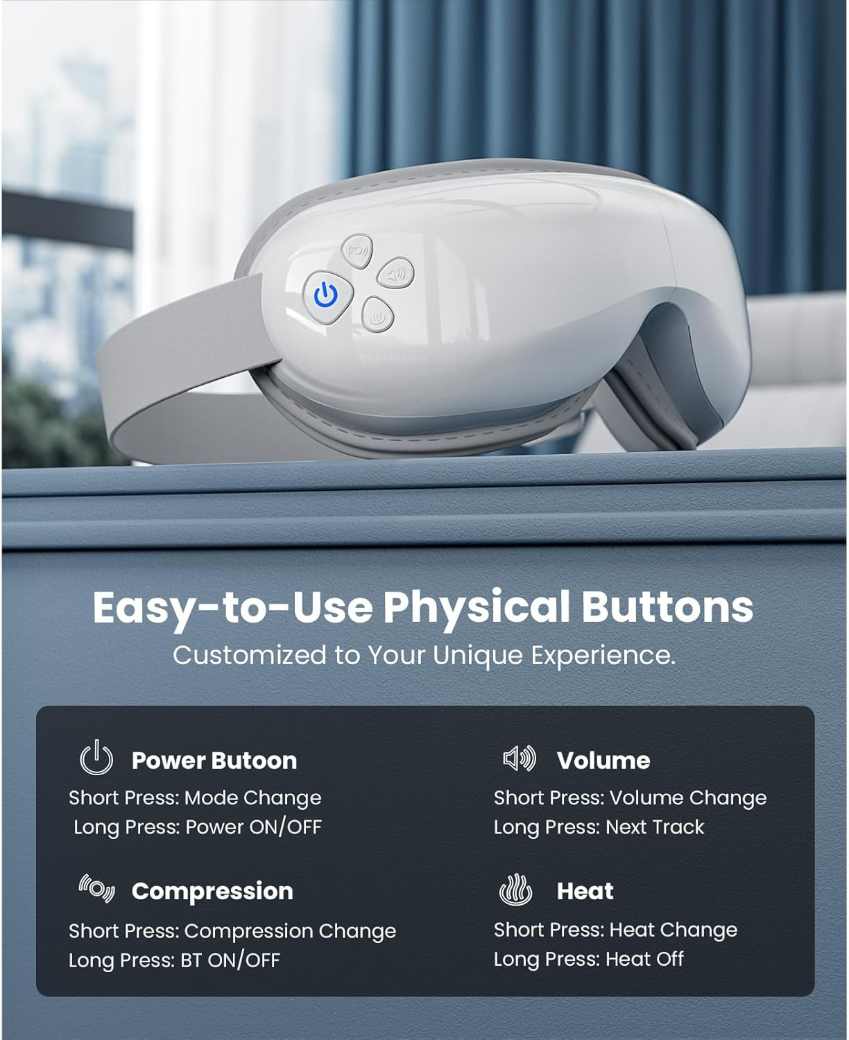 Eye Massager with Heat and Cooling for Migraines, Bob and Brad Eyeoasis 3 Electric Sleep Mask with Music to Ease Puffy Dry Eyes, Dark Circles, Eye Strain, Mothers Day Gifts - White image number 4