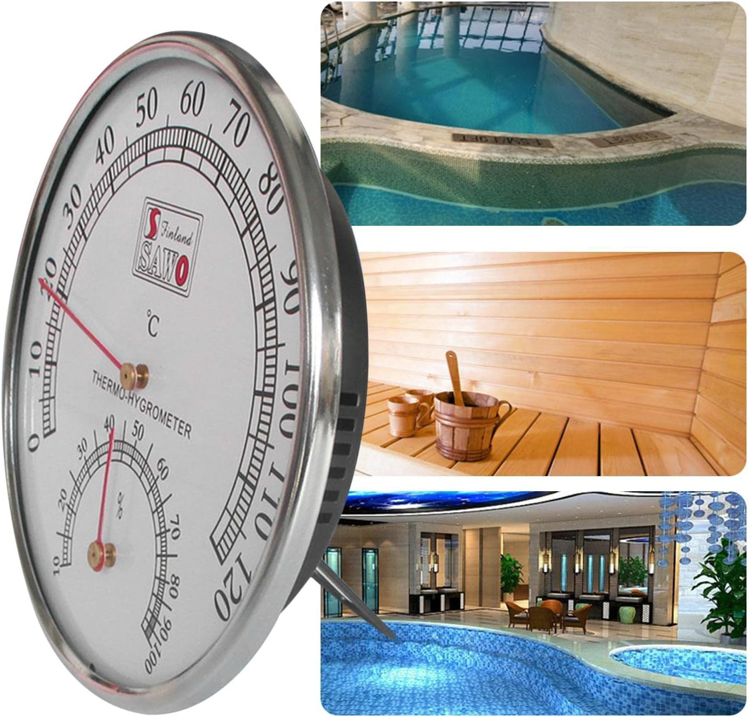 Sauna Thermometer Celsius,2-In-1 Sauna Temperature Humidity Tester - Heat-Resistant Stainless Steel Accessories for Sauna Room, image number 3