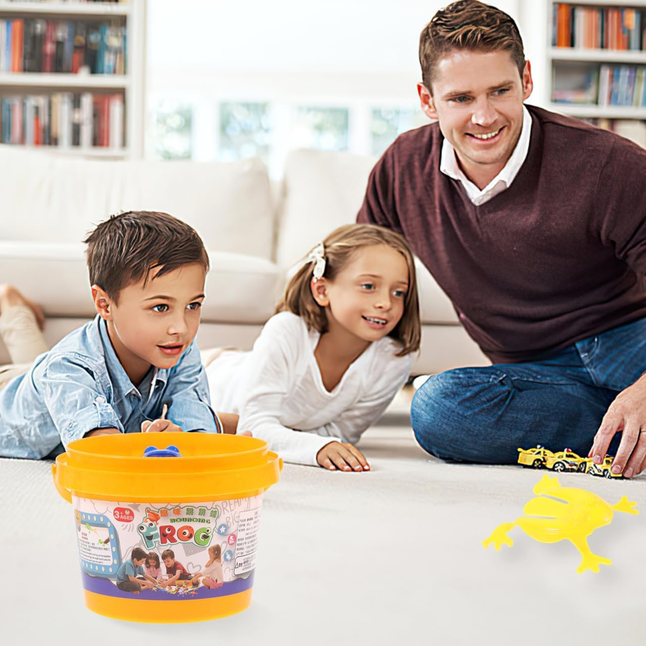 Frog Jumping Toys Bouncing Frog Toys Plastic S Jumping Toy Finger Pressing 12Pcs Bouncing Toy Game with Bucket for Kids Kids Jumping Toys Toys image number 4