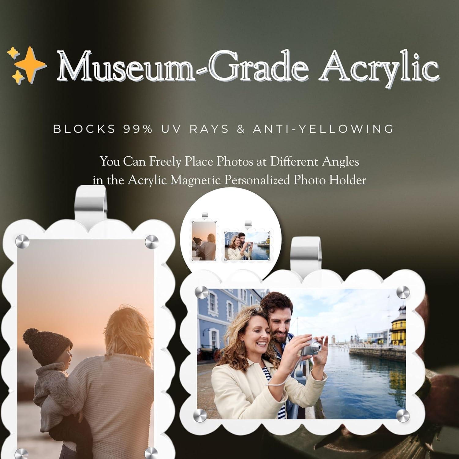 MOTOFITOOL Car Sun Visor Photo Holder, Acrylic Magnetic Personalized Photo Holder Car Picture Frame Visor Clip Accessories for Men Women(2 Pack)