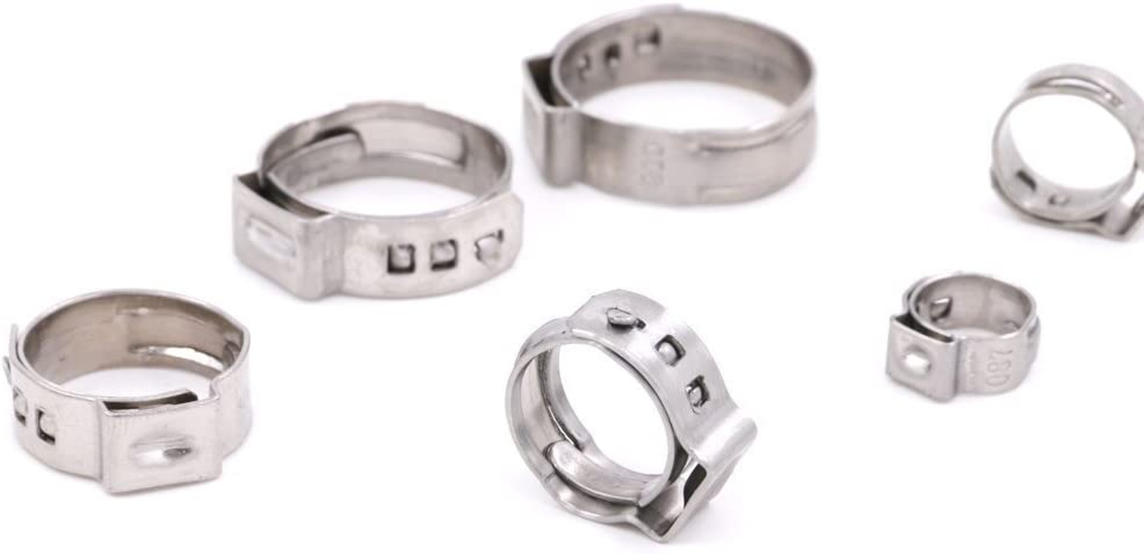 Glarks 120Pcs 7-21Mm 304 Stainless Steel Single Ear Hose Clamps Assortment Kit image number 2