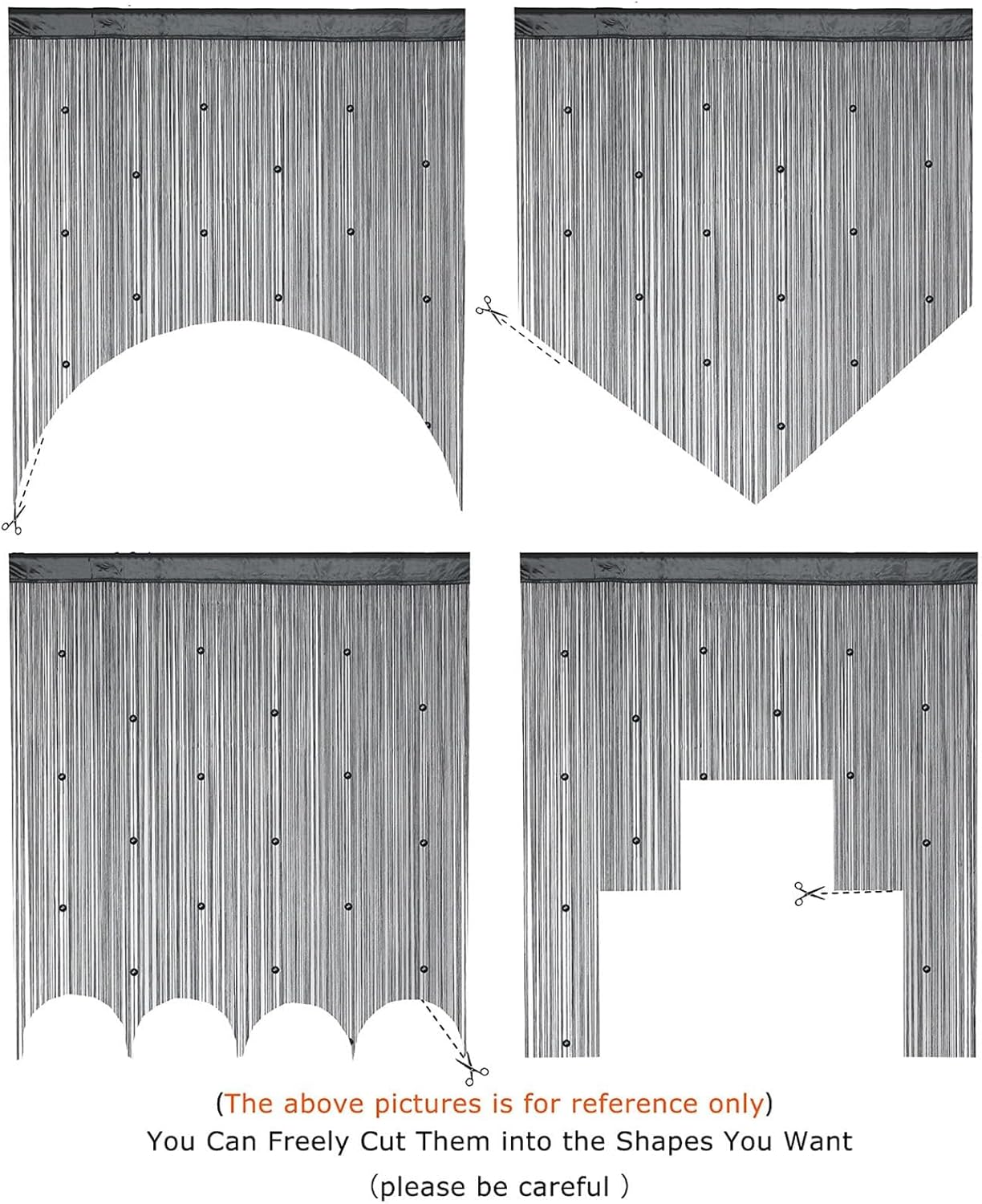 Elevapulse Fly Curtain Patio Door 200 X 100 Cm - Pack of 2 Insect Protection Door Curtain with Beads, Balcony Door, Fly Screen Made of Polyester Glitter, Black