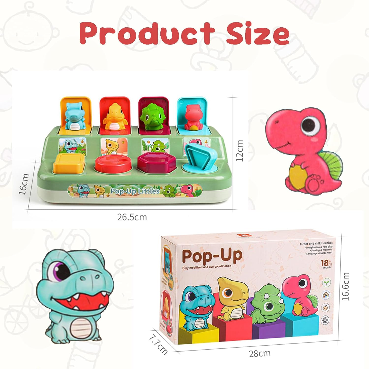 Baby Pop up Montessori Toy, Interactive Cause and Effect Animal Game for Toddlers 1-2, Hide & Seek Learning Pop-Up Toy, Educational Development Gift for Boys & Girls