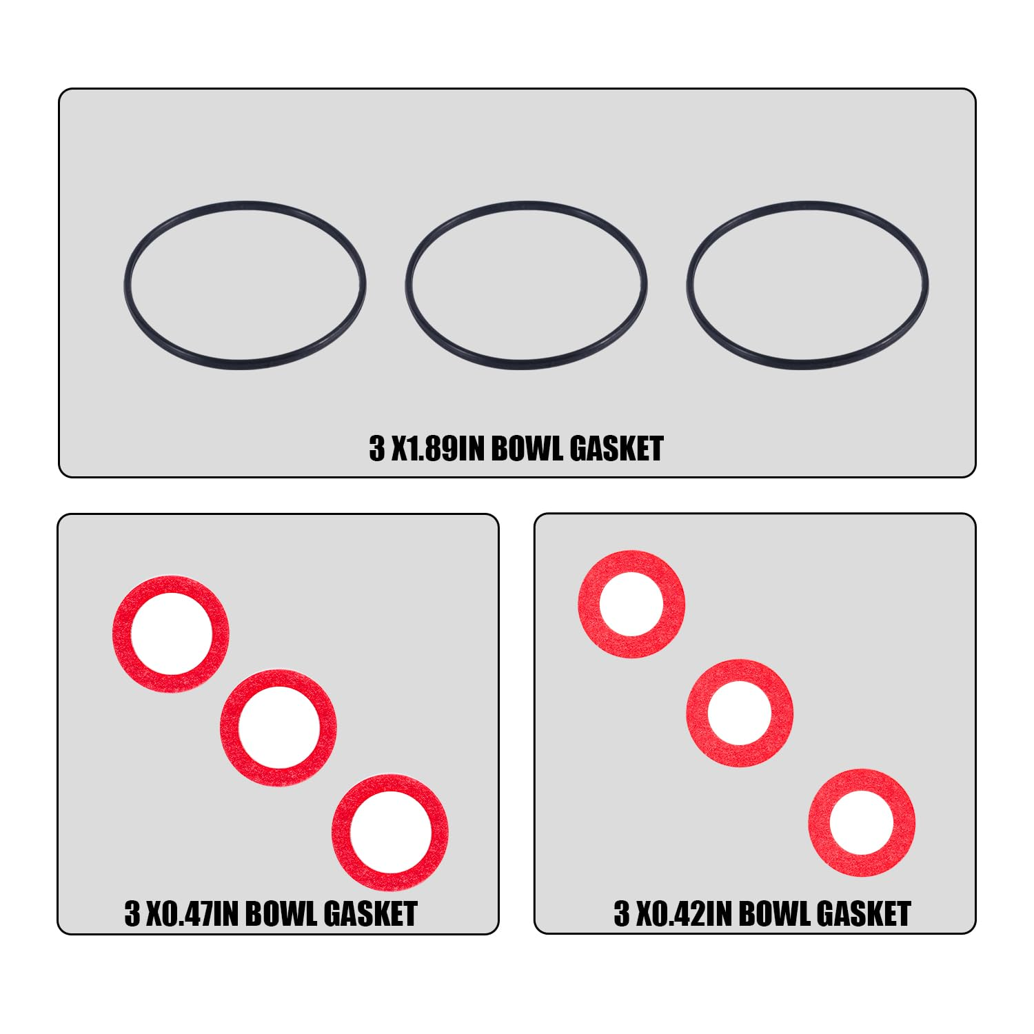 9Pcs Carburetor Float Bowl Gasket Kit, Bowl Gaskets and Bolt Washer Lawnmower Gaskets Parts Accessories Replace for GX120 GX160 GX200 GXV120 GXV140 GXV160 Engine image number 4