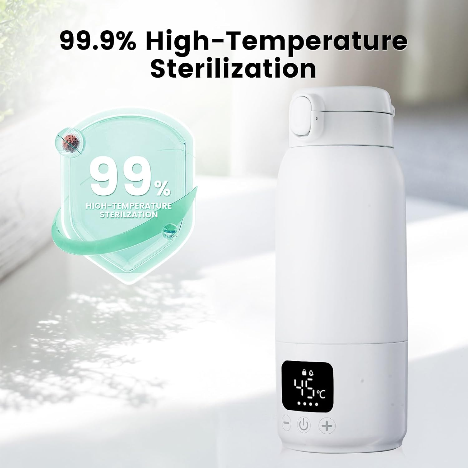 Portable Bottle Warmer, Fast Heating Portable Milk Warmer, 500ML Large Capacity Milk Bottle Warmer for Breastmilk/Formula with Accurate Temp Control, 11000Mah Baby Bottle Warmer with LCD Display image number 2