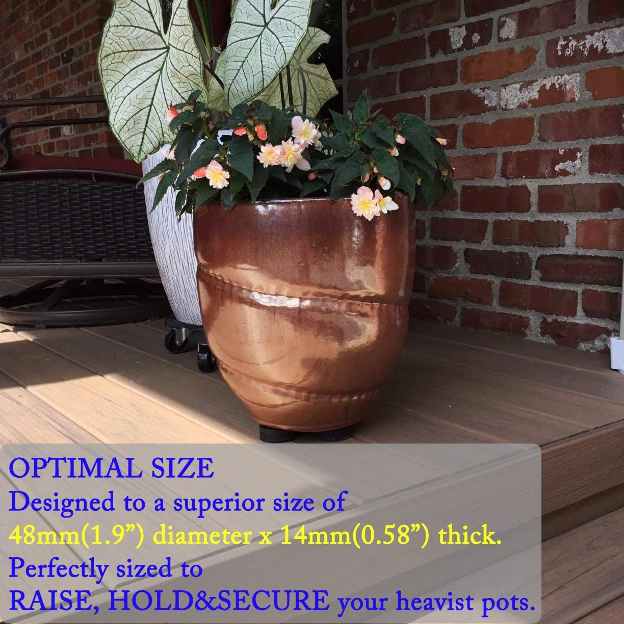 24 Pack Invisible Pot Feet with Enhanced Non-Slip Surface Grip Plant Pots and Flowers, Solid Rubber Pots Risers, Pot Lifters for Indoor or Outdoor Planters