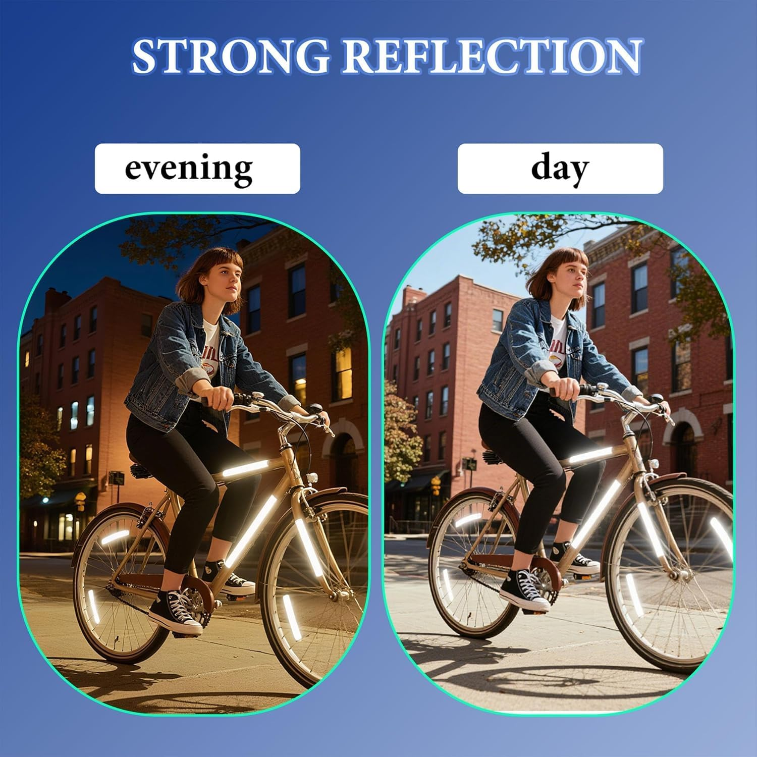 Neon Reflective Tape - 0.4In X 26Ft High-Intensity Safety Tape (Yellow & White), DOT Auto Stickers Adhesive for Bikes, Trailers, Christmas Decorations, Hazard Marking & Night Visibility（2-Pcs） image number 1