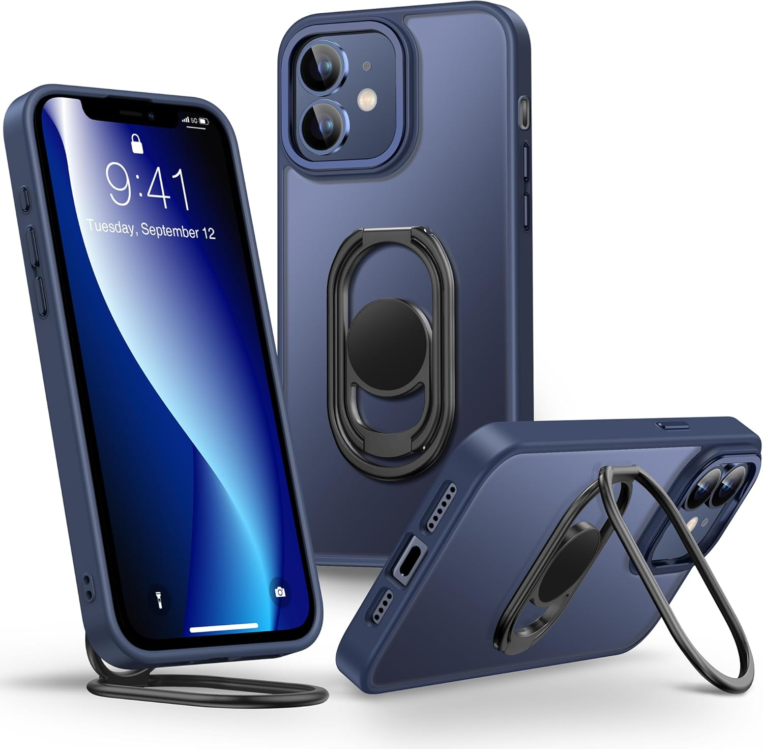 Shields up for Iphone 11 Case with Stand, Phone Case Clear with Double Ring Holder [Adjustable & Foldable] Shockproof Protective Cover for Iphone 11 6.1 Inch - Clear