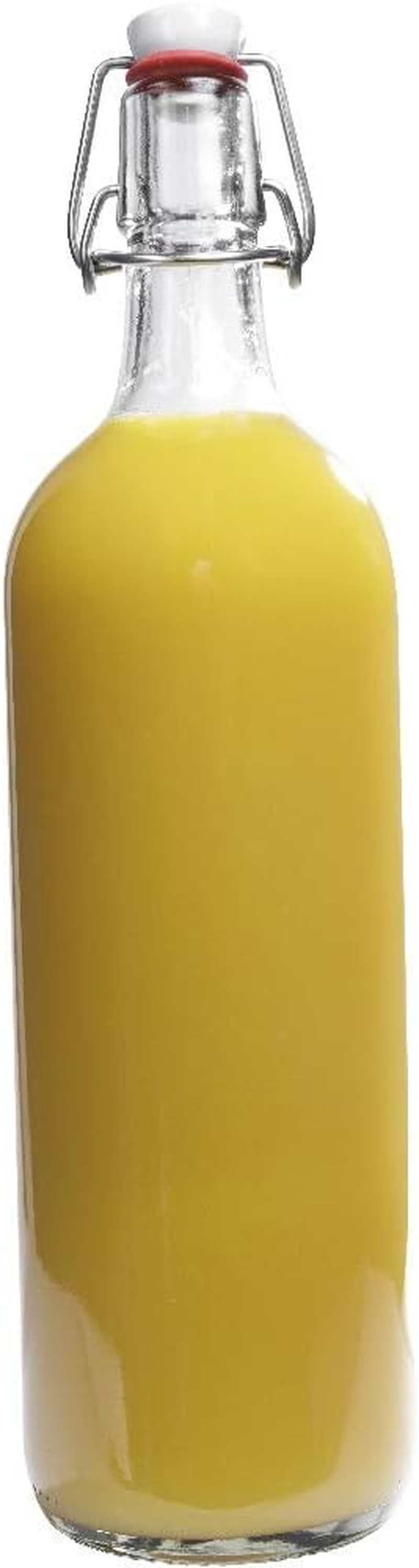 Viva Haushaltswaren 4 Glass Bottles 1 L with Swing Tops for Self-Filling Incl. a White Filling Funnel Diameter 12 CM