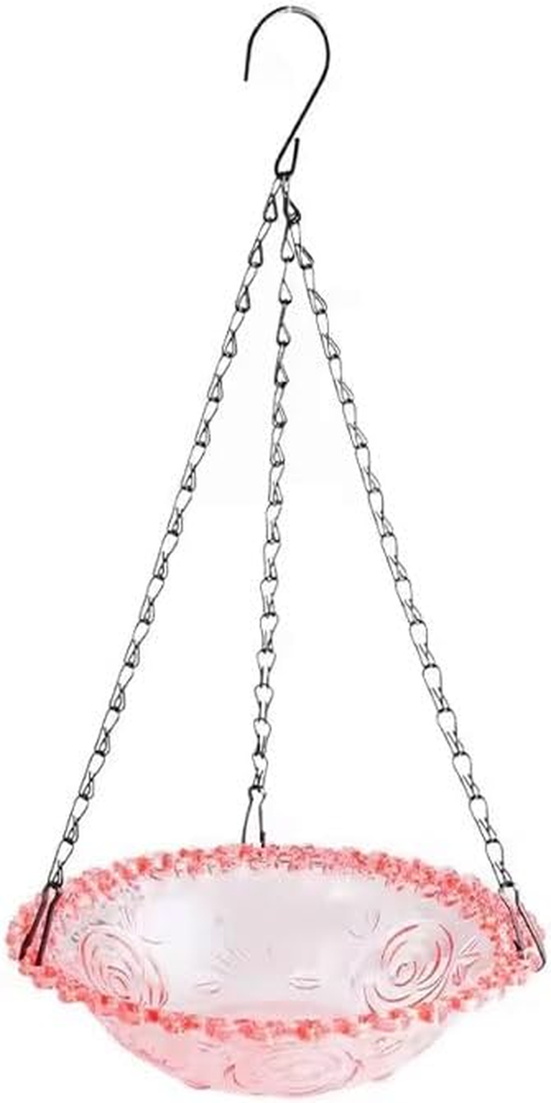 AIMALL Hanging Bird Bath & Feeder, Glass Bowl with Metal Chain, Outdoor Bird Water Feeder for Balcony, Garden, and Fence, Decorative Hanging Bird Tub