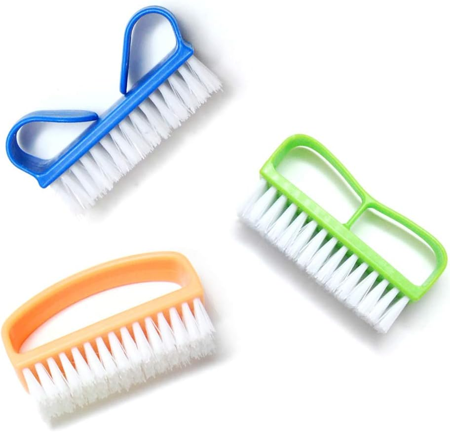 Luxxii (6 Pack) Color Handle Grip Nail Brush - Color May Vary. Fingernail Scrub Cleaning Brushes Nail Hand Scrubbing Cleaning Brush.