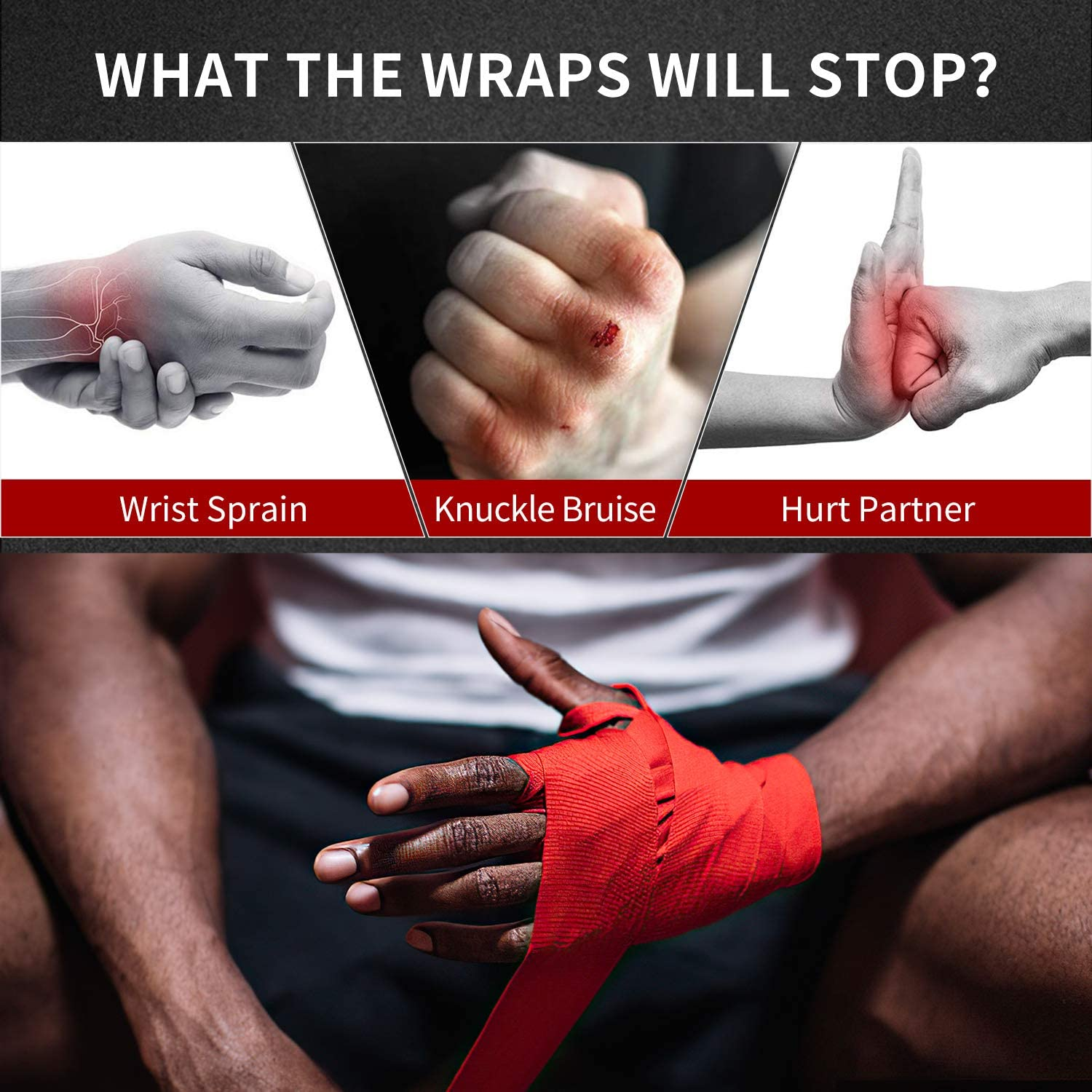 PROIRON Boxing Hand Wraps, Boxing Bandages Inner Gloves with Extra Wide Closure, Fist Wrist Protector for Men Women Kids, Great for MMA Boxing Training Gym Fitness 4.5M/2.5M (Pair) image number 6