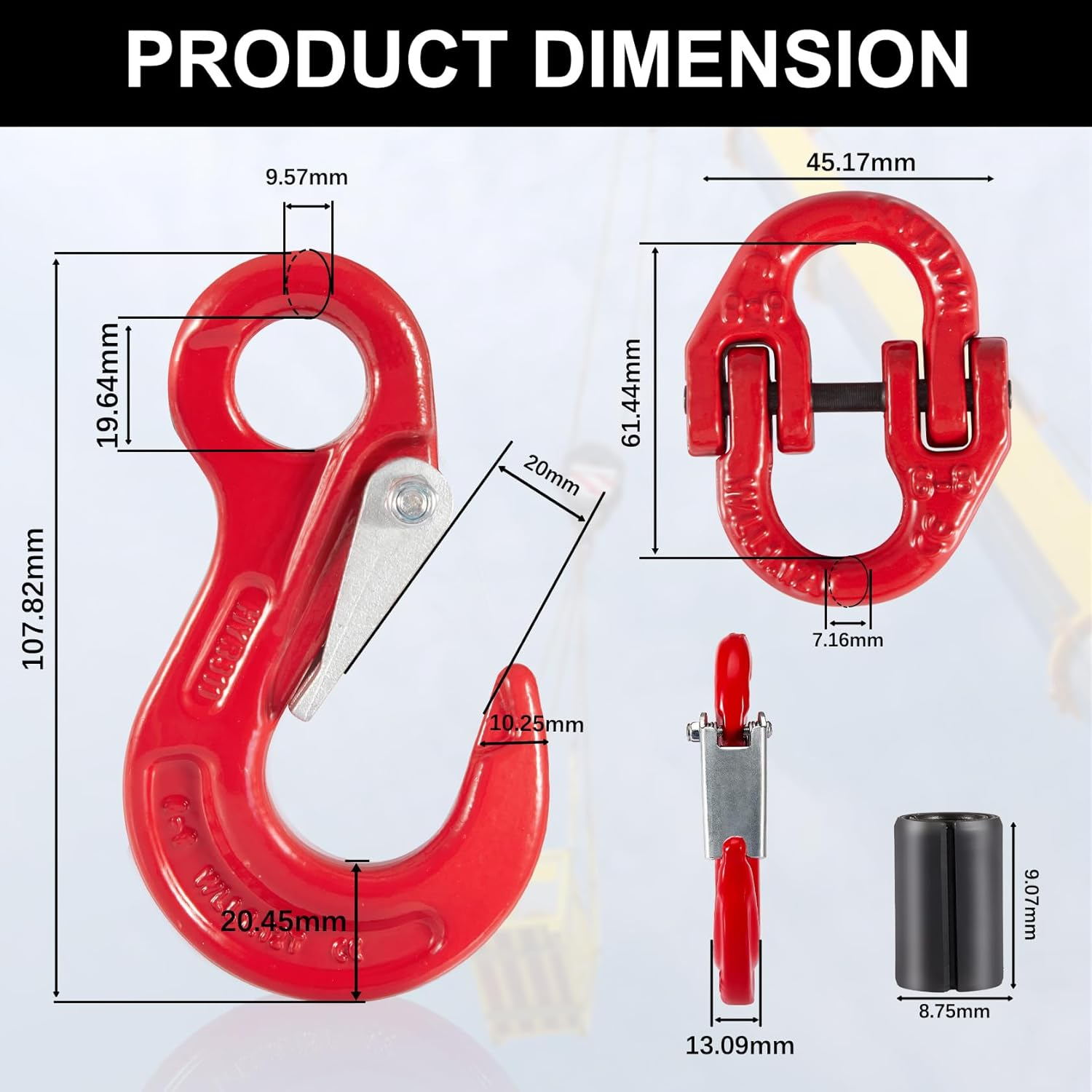 2 Pack Sling Hook with Hammerlock for Caravan Camper Trailer Safety Chain Connecting Extend (1.12T) image number 4