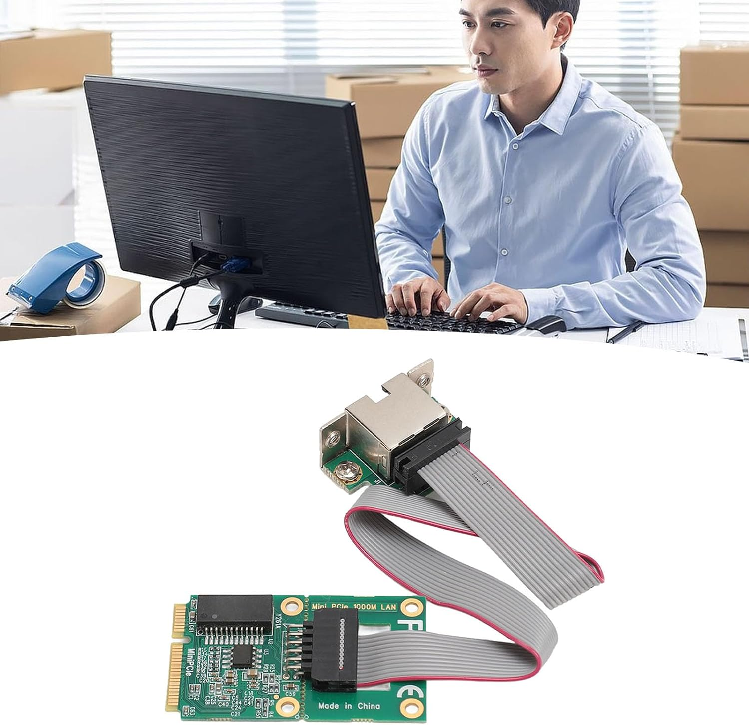 1000M RJ45 Adapter, Pcie Network Card, Mini Pcie Network Controller Card with M.2 a and E Slot, for 10 Freebsd, 8, Mini PCI E Network Card image number 3