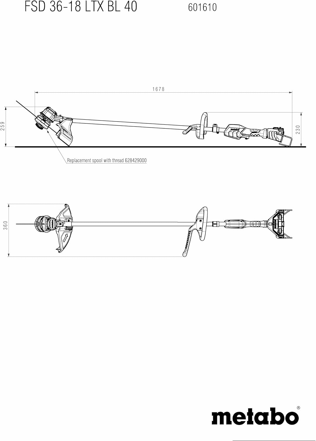 Metabo 18 V X 2 (36 V) Brushless Brushcutter with D-Handle (Skin Only) image number 3