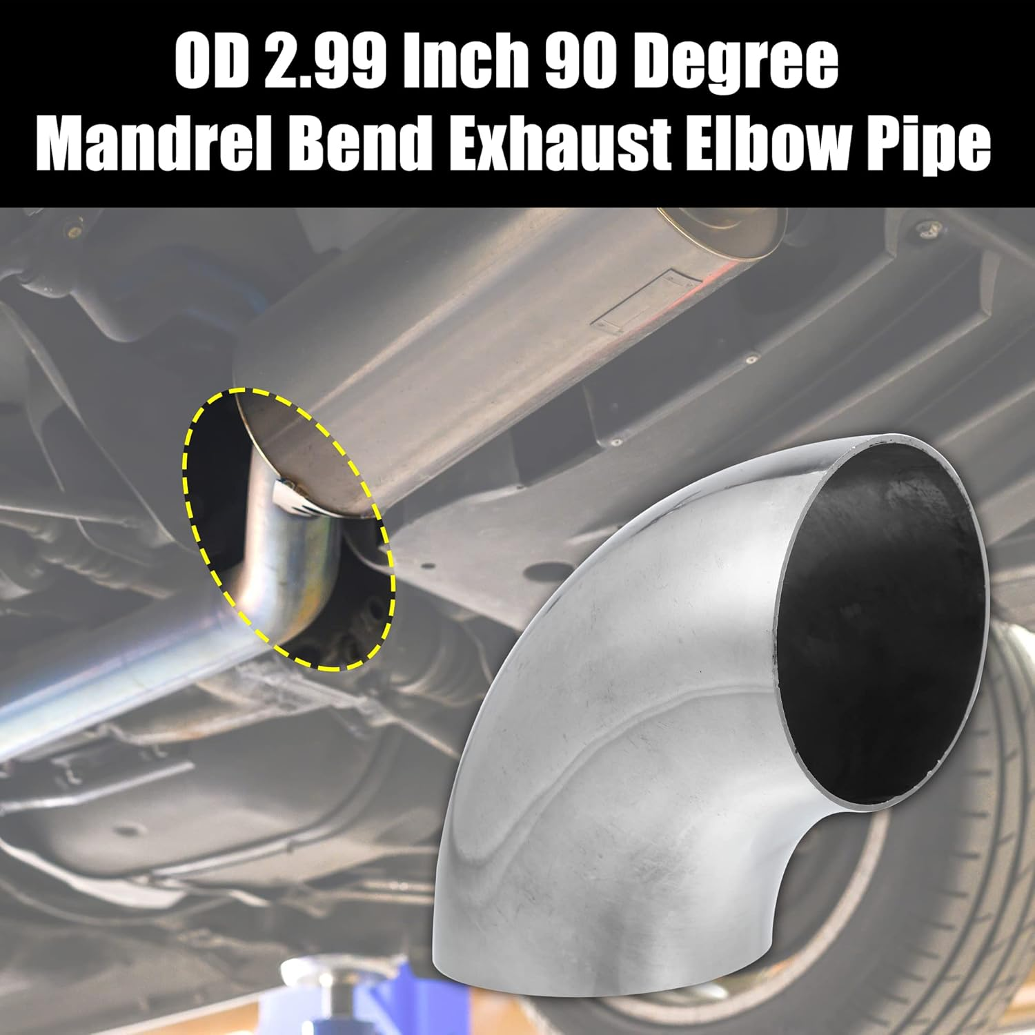 X AUTOHAUX 2Pcs OD 3 Inch 90 Degree Mandrel Bend Elbow SS304 Stainless Steel Bend Tube Exhaust Elbow Pipe for Car Modified Exhaust System 3" Piping Silver Tone image number 1
