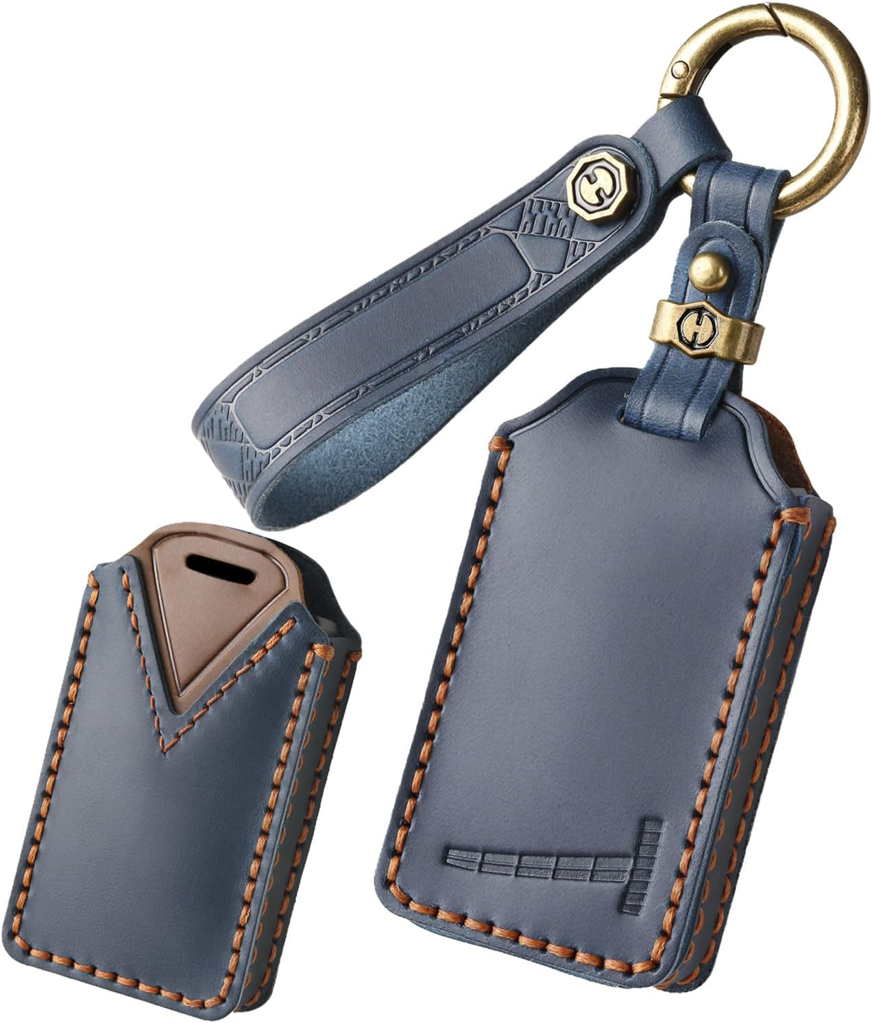 HIBEYO Fit for 2025 Volvo Leather Key Fob Cover Compatition with Volvo EX30 EX90 for Polestar 3 4 Polestar3 Polestar4 2025 NFC Accessories Smart Remote Auto Key Shell with Keychain(Black)