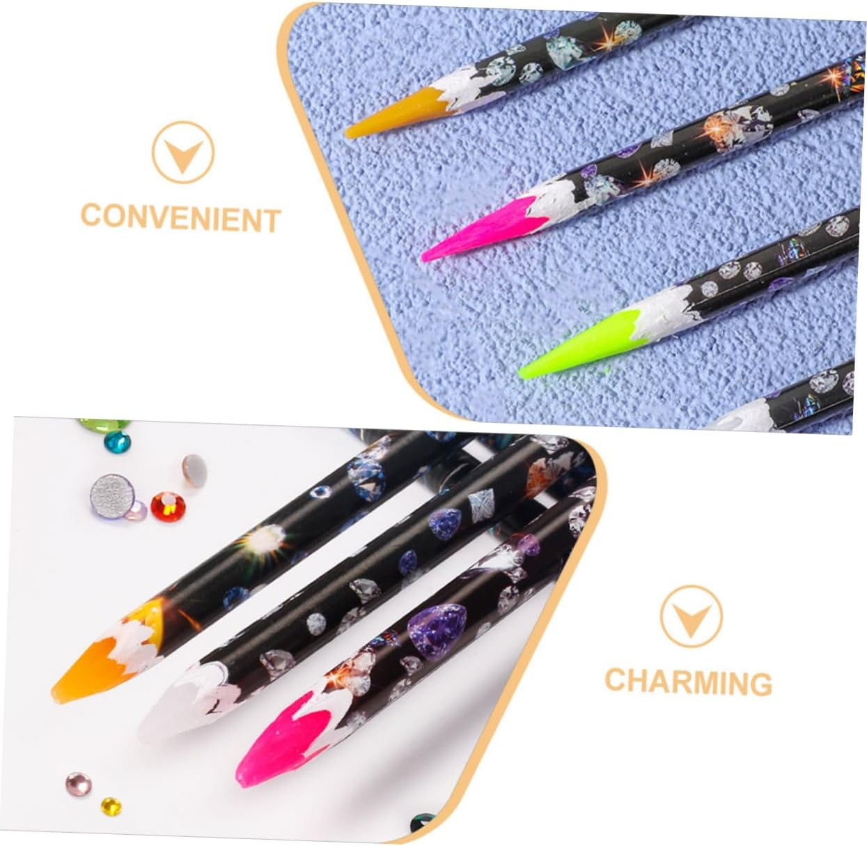CTIRCHIU 4Pcs Stipple Crayons Nail Design Rhinestone Picker Pen Nail Art Tools for Diy Manicure image number 5