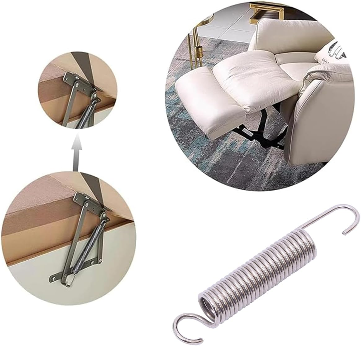 2 Pack Recliner Extension Springs,9 Cm Long Neck Hooked Mechanism, Furniture Replacement Parts image number 2