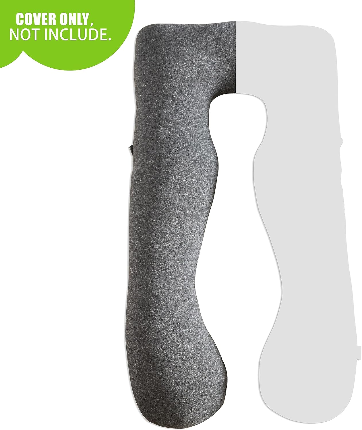 COSMOPLUS    U Shaped Full Body Pillow Case  for Maternity,Stretchy Cool Breathable Jersey Fabric, Provides Sleep and Pregnancy Support,Heather Grey image number 1