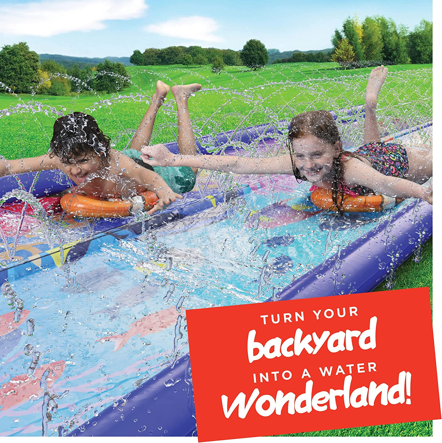 Stargo Undersea Water Dual Slip and Slide - 18 Feet X 5 N with Splash Pad Sprinkler, Inflatable Body Boards Kids Fun Multi image number 6