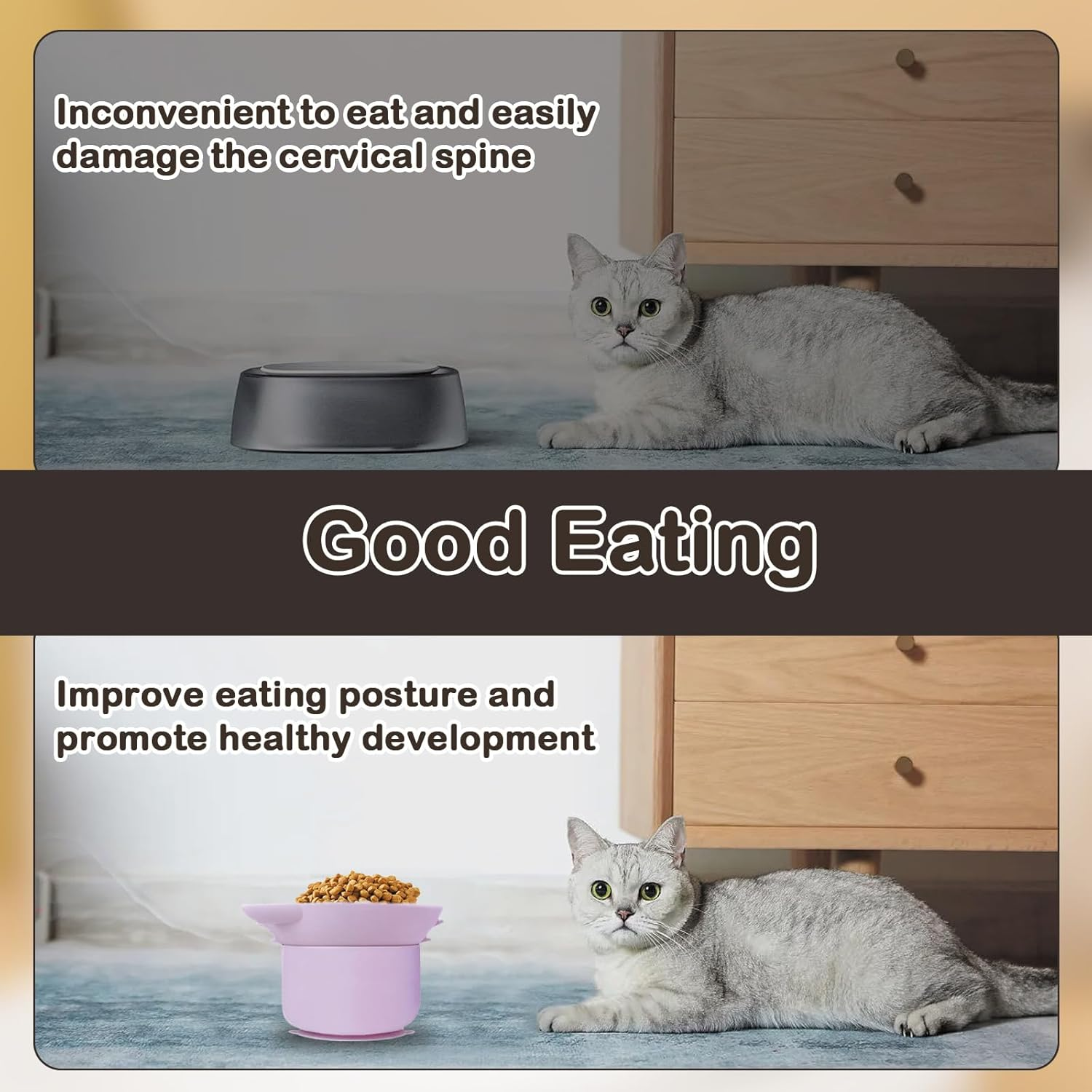 Silicone Cat Slow Feeder, Elevated Slow Feeder Cat Bowl for Dry and Wet Food, Tilted Design with Non Slip Base, Adjustable Angle for Pets, Fun Enrichment & Anxiety Relief (Purple) image number 2