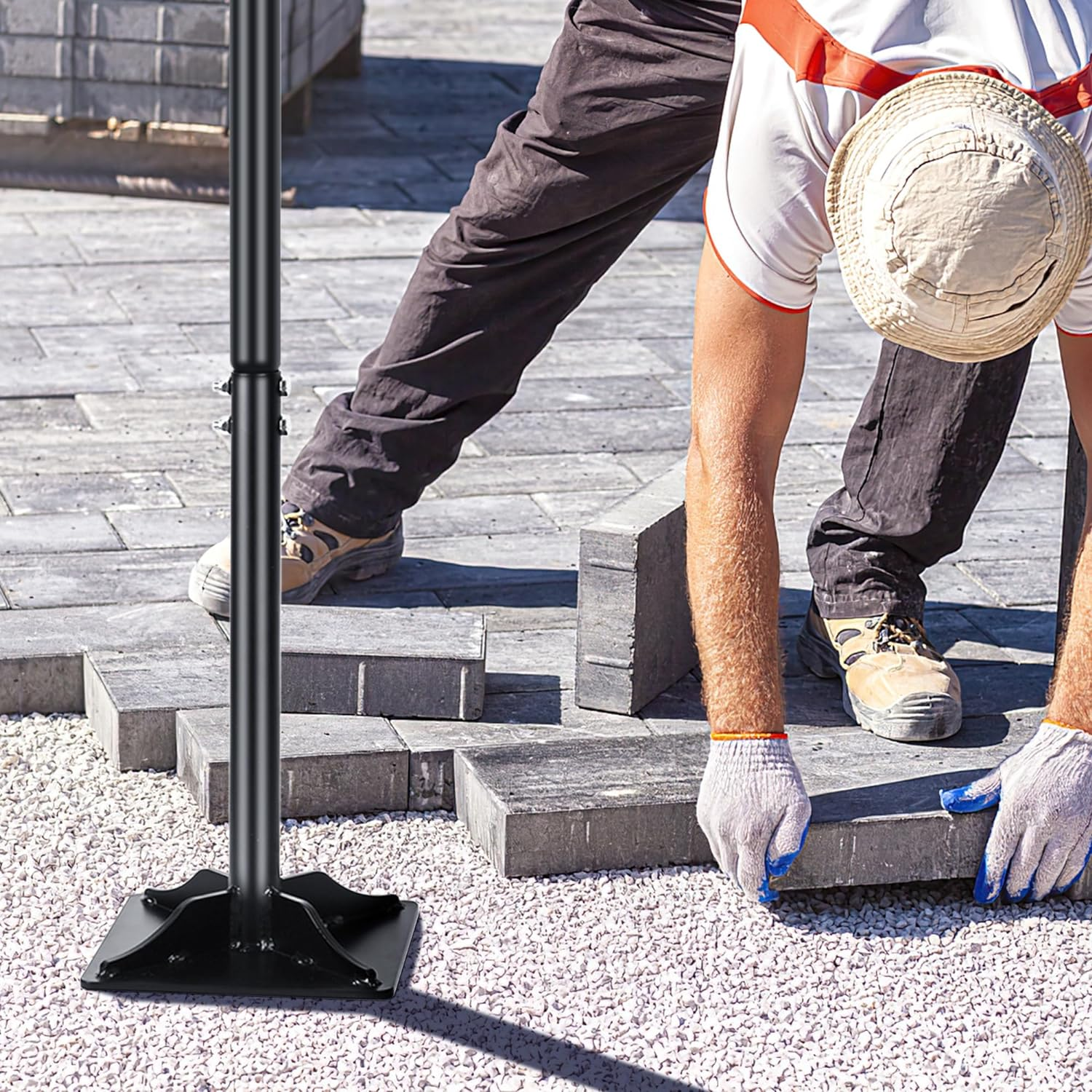 Tamper with 44 Inch Handle, Sturdy Heavy Duty Carbon Steel Soil Tamper Tool, Height Adjustable Leveling Tamper, Tamper for Installing Pavers and Repairing Asphalt Roads image number 3