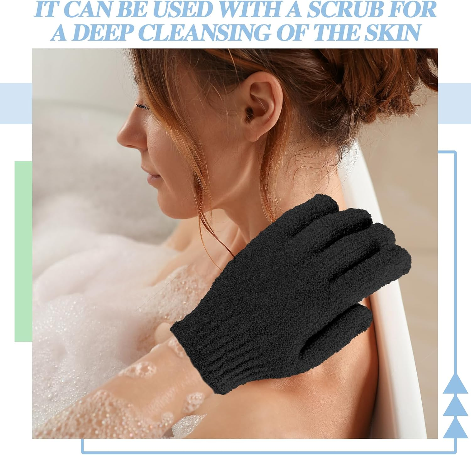 Ramede 30 Pair Exfoliating Gloves Double Sided Nylon Colorful Shower Gloves for Men Women Beauty Spa Massage Shower Deep Clean Body Skin Bathing Scrubber Accessories (Black)