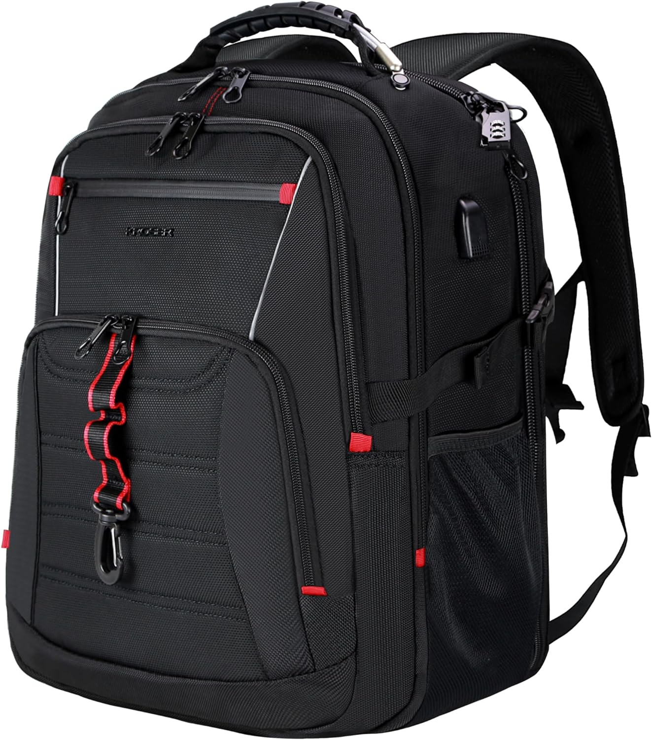 KROSER Gro&szlig;er Rucksack F&uuml;r Herren, 17,3 &ndash; 18,4 Zoll, XXXL, Laptop-Rucksack, Mit Rfid-Taschen Und Wasserdicht, Tragbar, F&uuml;r Reisen/Universit&auml;t/Gesch&auml;ft/College/M&auml;nner/Frauen image number 4