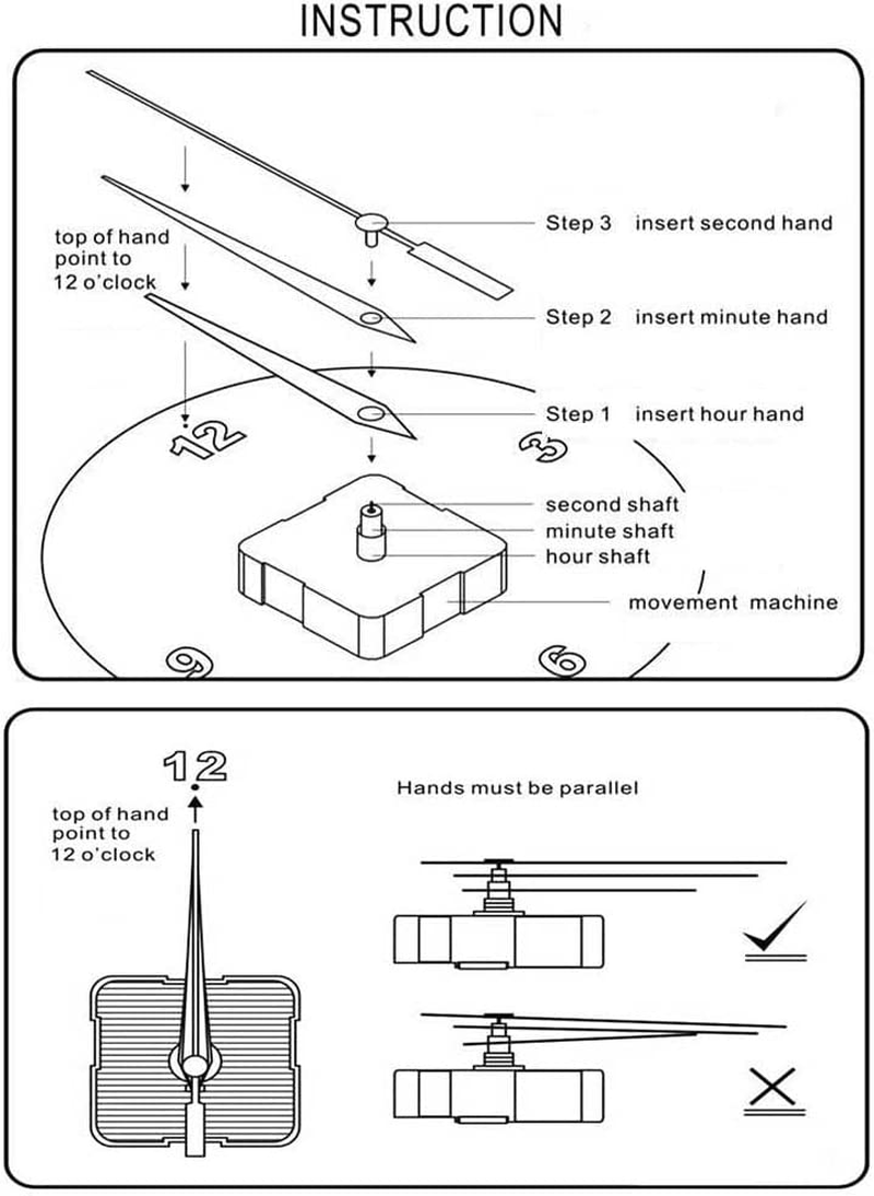 2 Sets Clock Mechanism Kit, Silent Quartz Clock Movement Mechanism with Different Clock Hands, DIY Wall Clock Mechanism Parts Motor Replacement DIY Repair Parts, Battery Operated image number 3