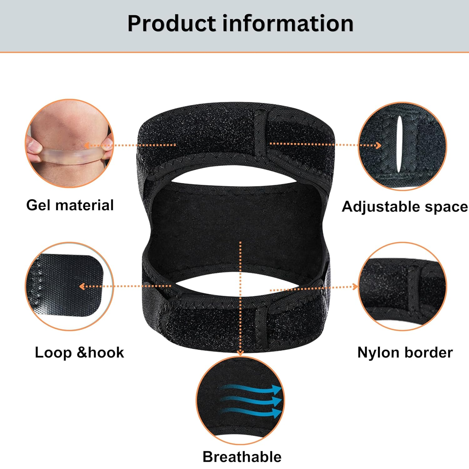 Patella Tendon Support Strap Dual Pack Of1 | Adjustable Knee Strap Patella Tendon Brace with Stabilizer Band for Hiking, Soccer, Basketball, Runners, Jumpers, and Tendonitis Relief for Unisex image number 3