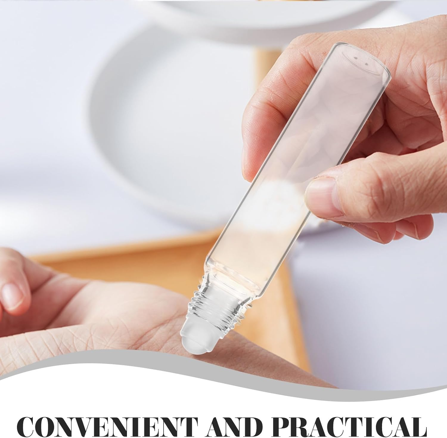 Generic 5Pcs 20Ml Refillable Glass Roller Bottles with Press Lock Essential Oil Roll-On Bottles for Travel and Skincare