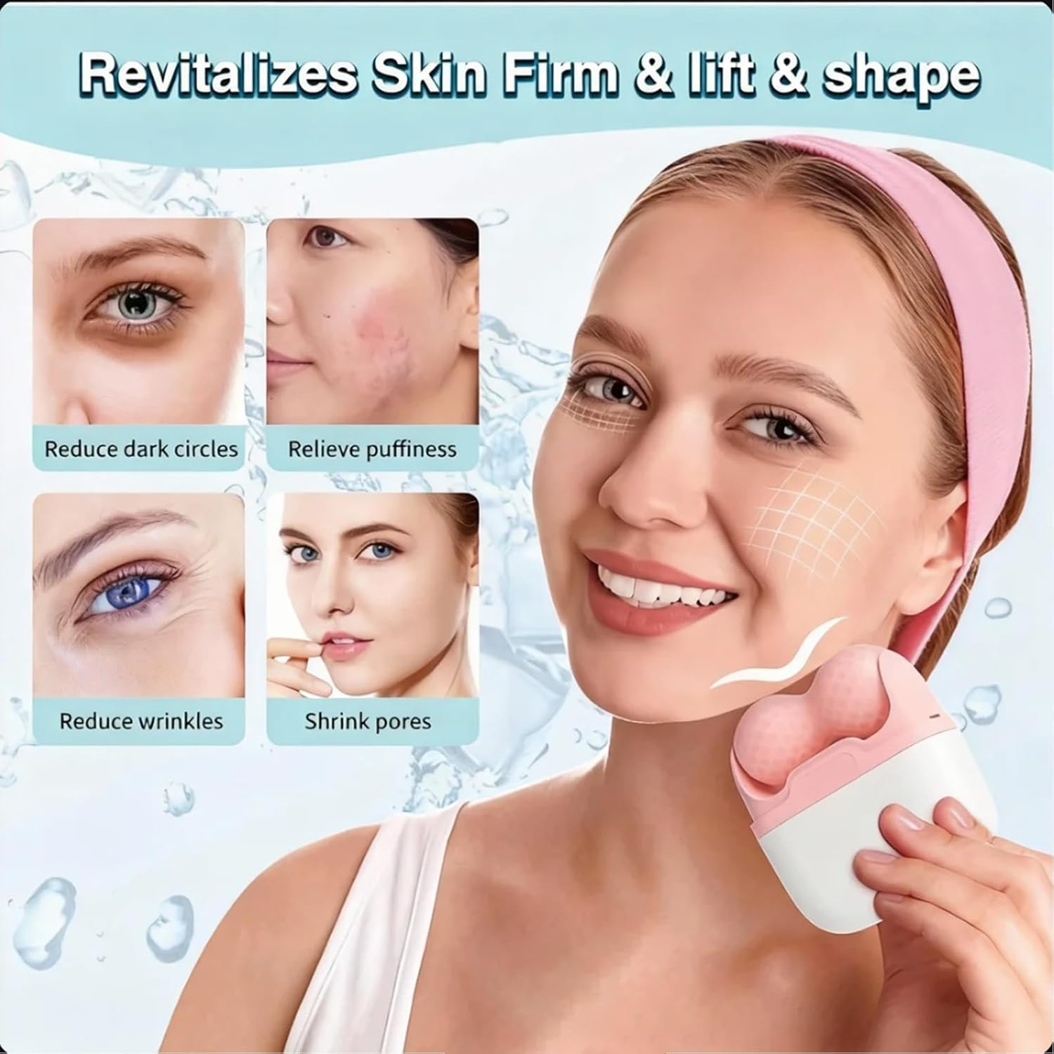 2Pcs Ice Roller Set, Face Roller & Ice Roller for Face - Cooling Facial Relaxation Massager for Puffiness & Tension (Blue & Pink) image number 1