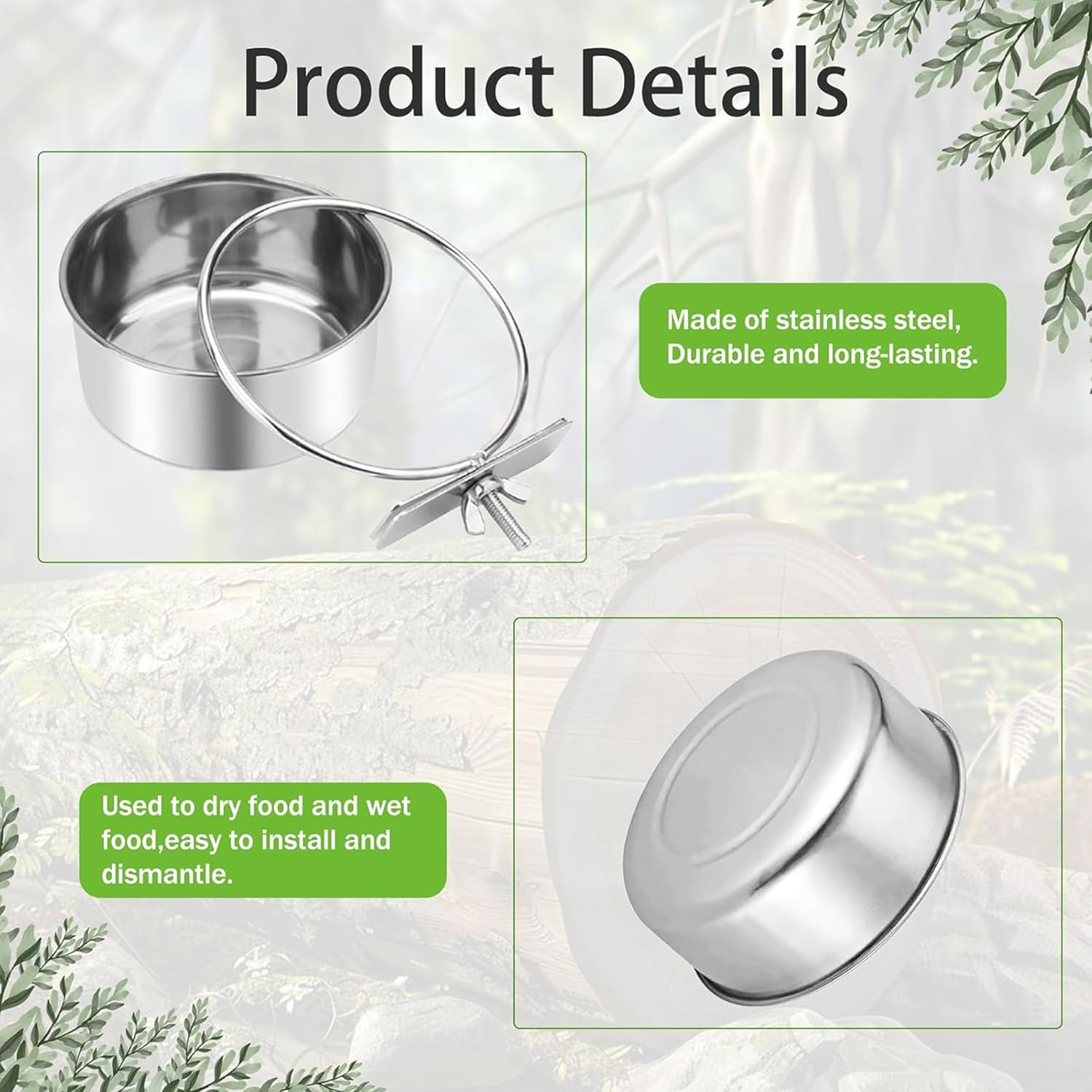 Bird Perches 6 Pack Parakeet Toys Wooden Parrot Stand Branch,With Bird Feeding Cup Set,Round Platform Paw Grinding Stick Platform Bird Exercise Training Climbing Toys for Bird Cage Accessories image number 6