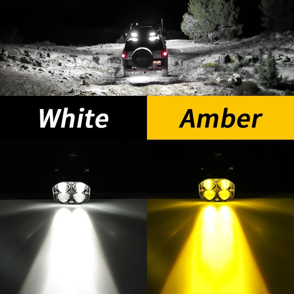 LED Light Pods, Offroad Work Lights 50W 6000LM 9V 32V IP67 2 Pcs, Focused Spot Beam Light Bar Spotlight Fog Lights, for Car off Road Boat Truck 4X4 SUV ATV Tractors Excavator Motorcycle Pickup (Clear) - Clear image number 4