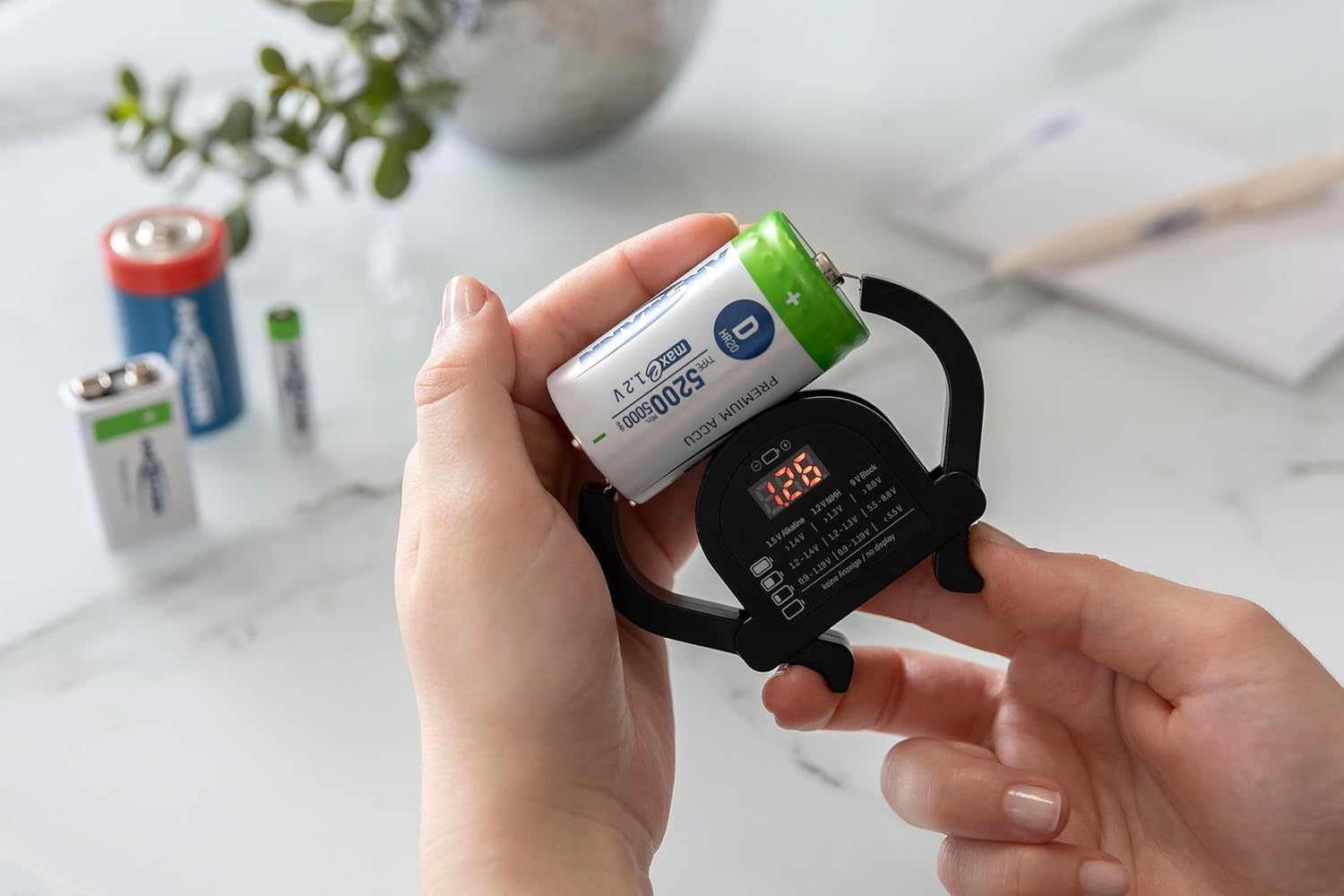 Ansmann Compact Digital Battery Tester for AA, AAA, C, D and 9V Alkaline and Nimh Barreries image number 1