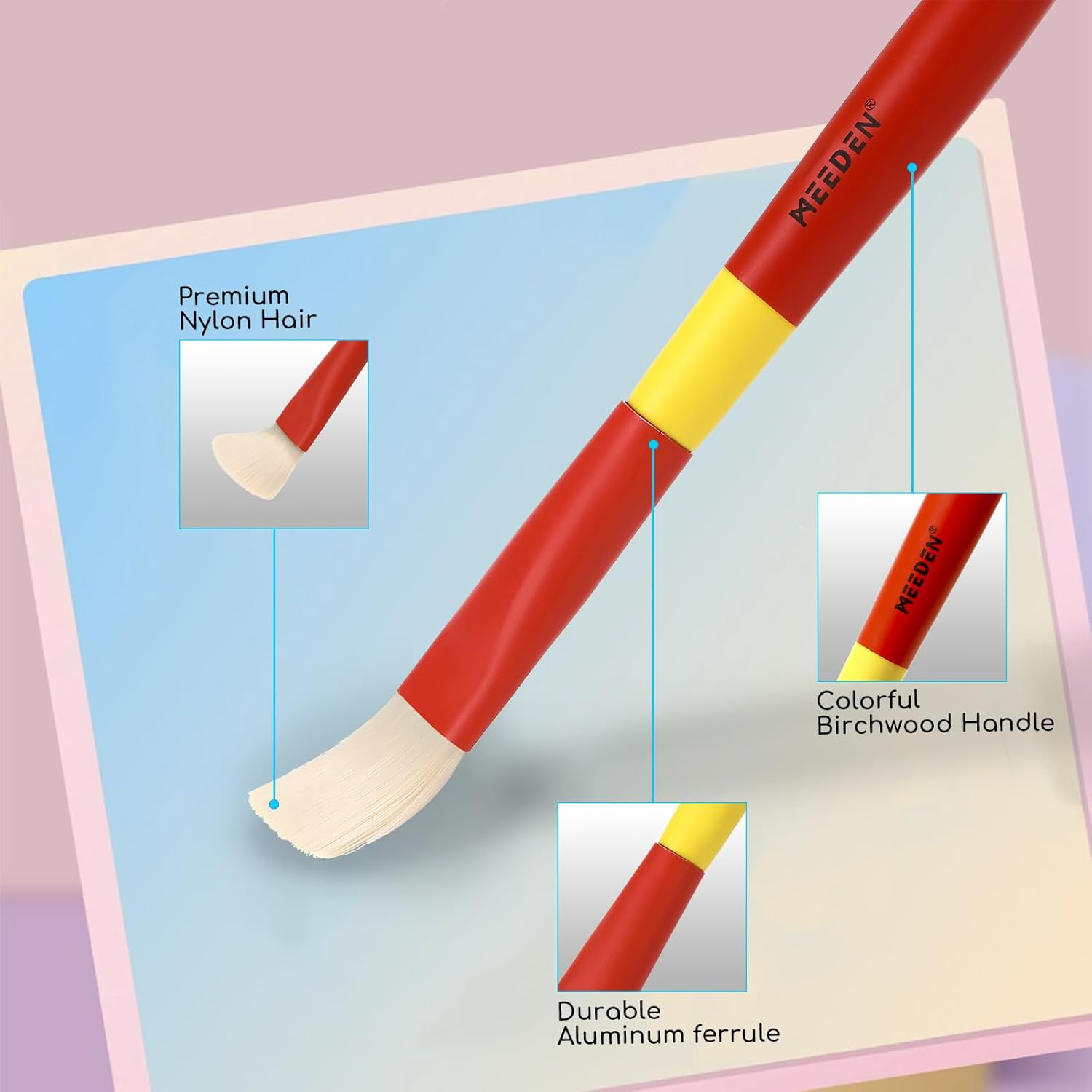 MEEDEN Paint Brushes for Kids: 5 Pcs round Flat & Fan Kids Paintbrush Set for All Purpose - Preschool Toddler Paint Brushes for Acrylic & Washable Paint image number 6